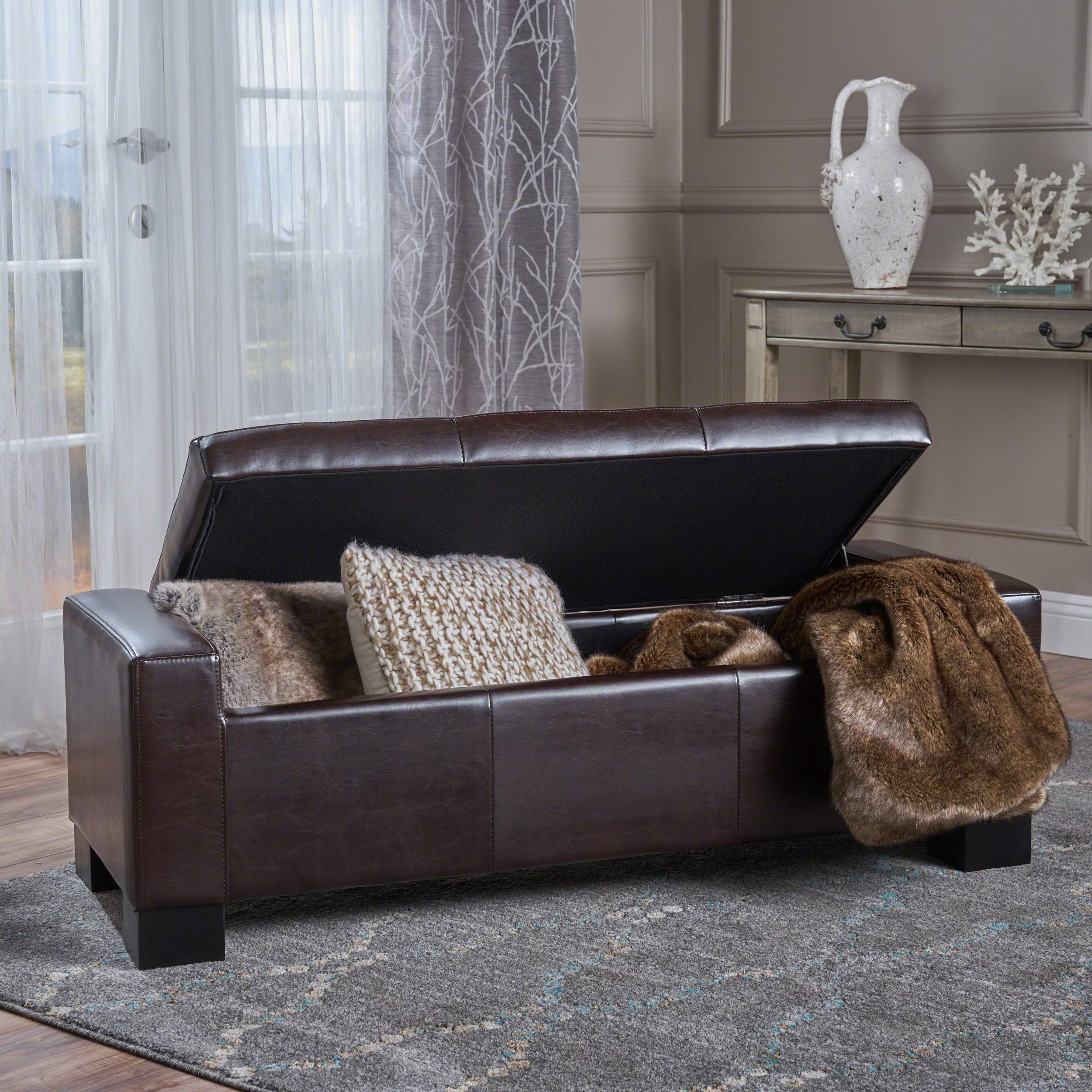 Christopher Knight Home Guernsey Leather Wood-Frame Storage