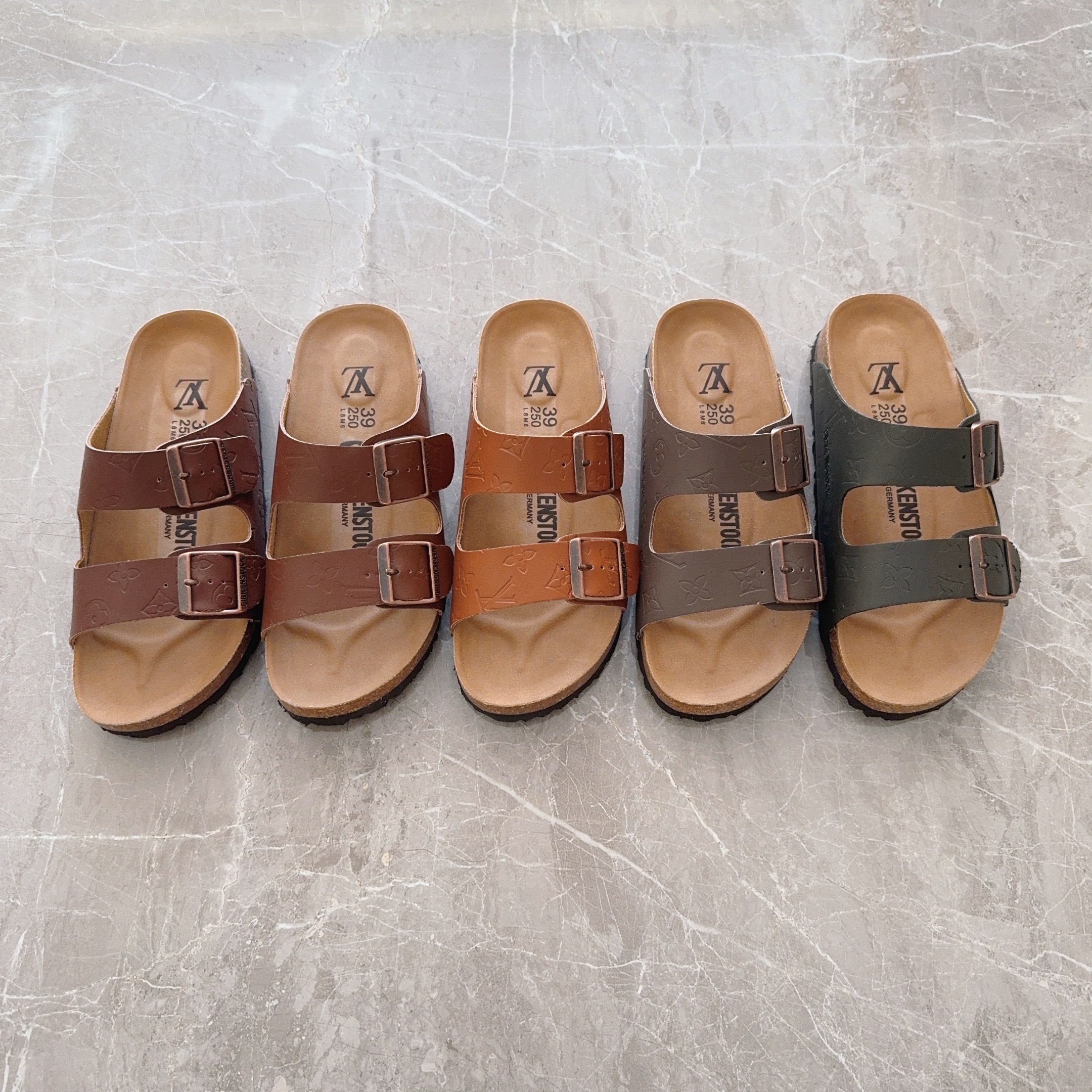 3 D Logo Birken-Style Two-Strap Sandals