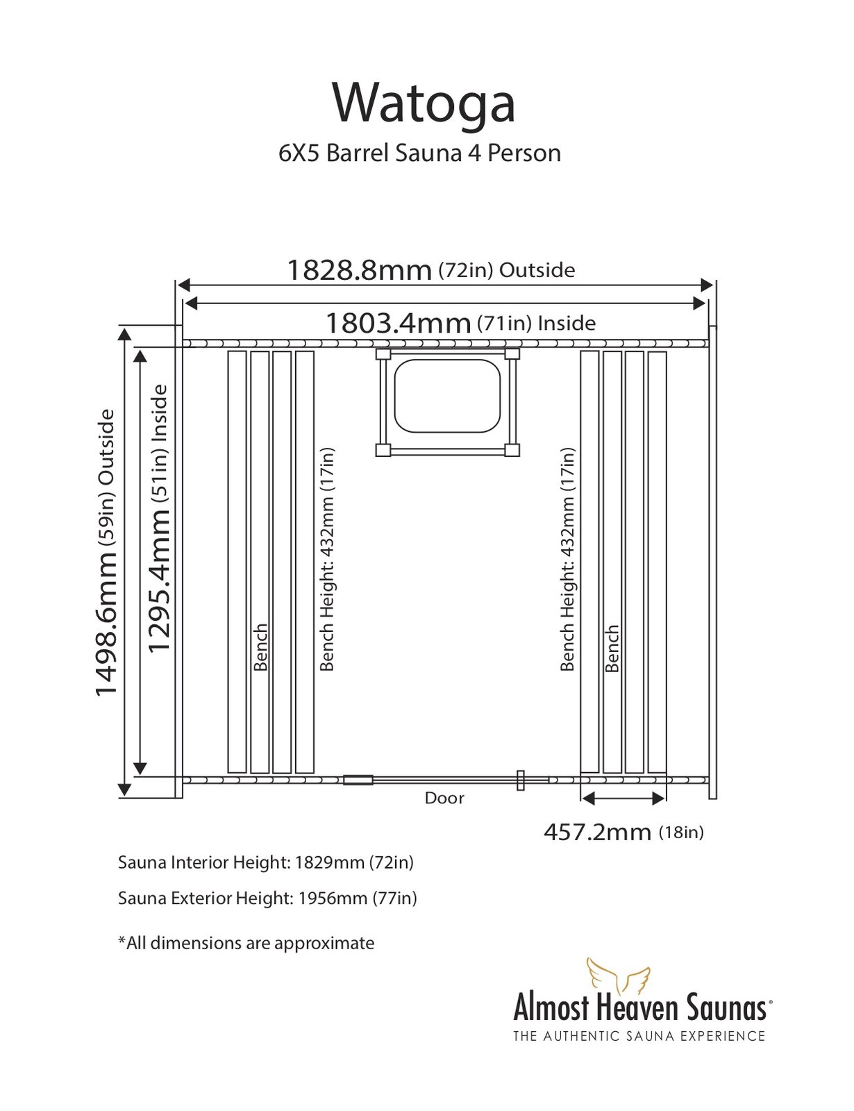 Almost Heaven Saunas Watoga 4 - Person Traditional Steam Sauna