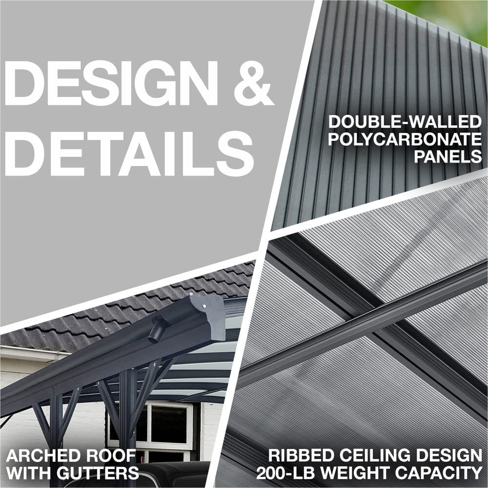 19-Ft. x 10-Ft. Arch-Roof Carport with Polycarbonate Roof Panels