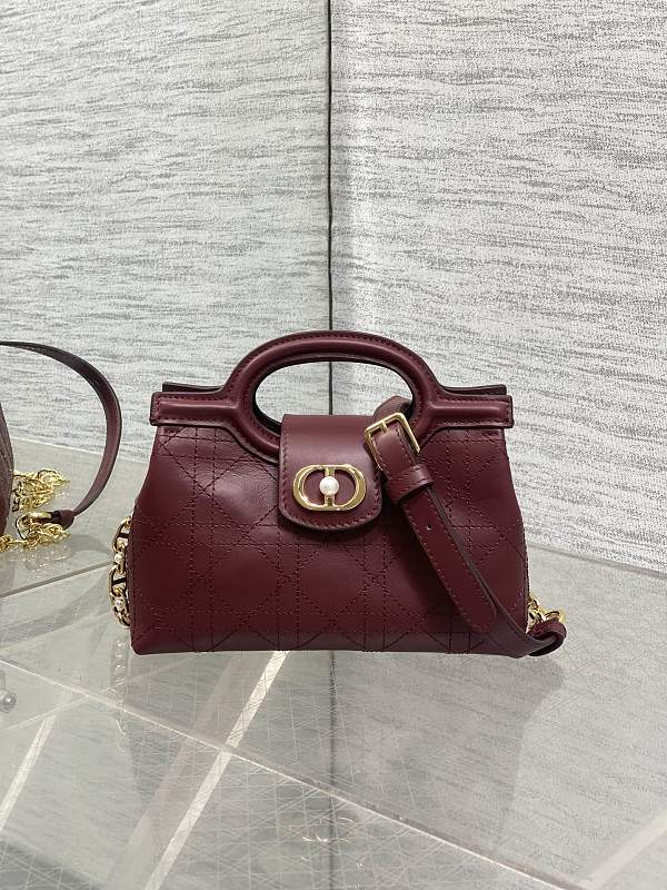 Dior Cannage Mini Handbag Burgundy Smooth