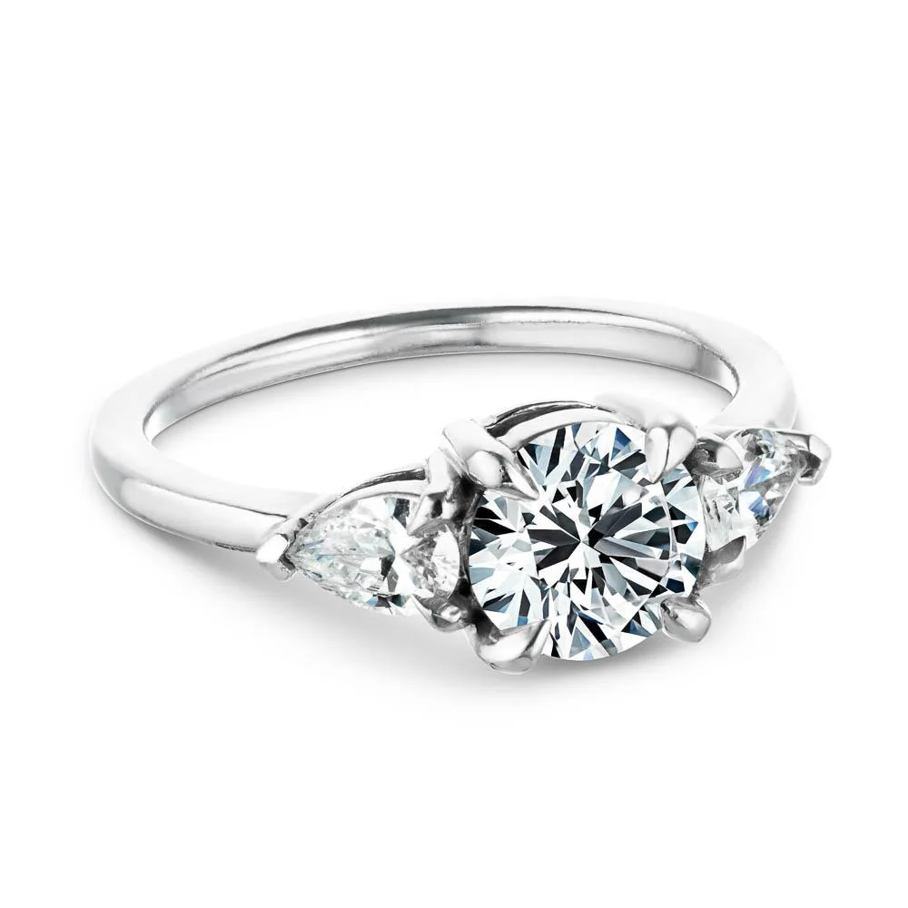Emery Round and Pear Lab Grown Diamond Three Stone Engagement Ring