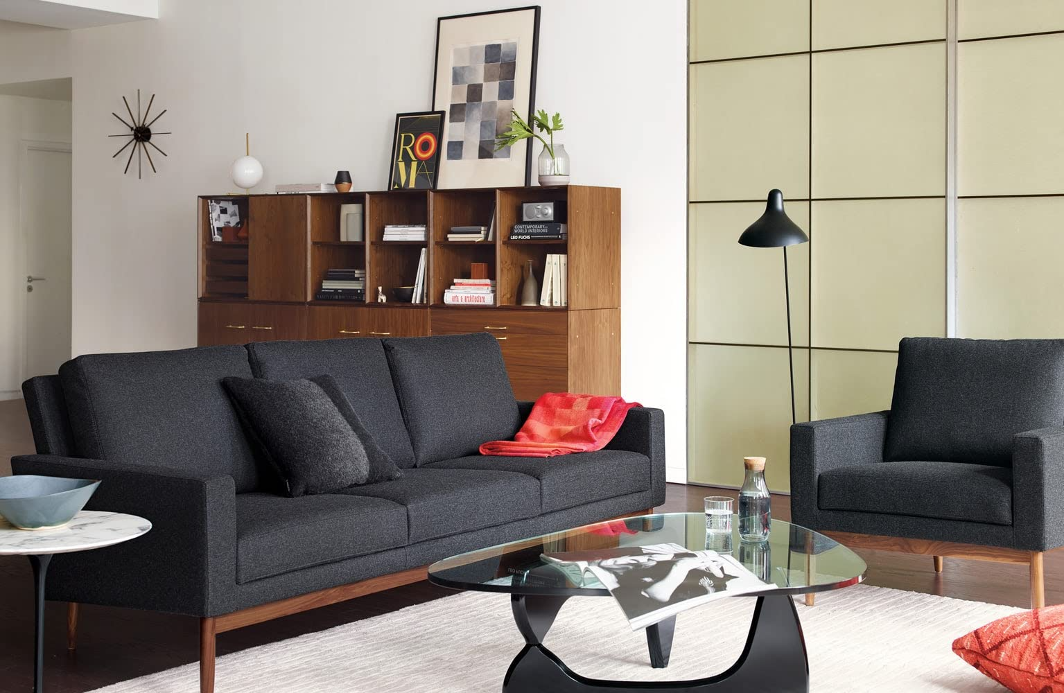 Noguchi Table Triangle Glass Coffee Table Vintage Glass End Table
