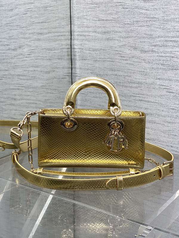 Lady D-Joy Bag Medium Gold Python