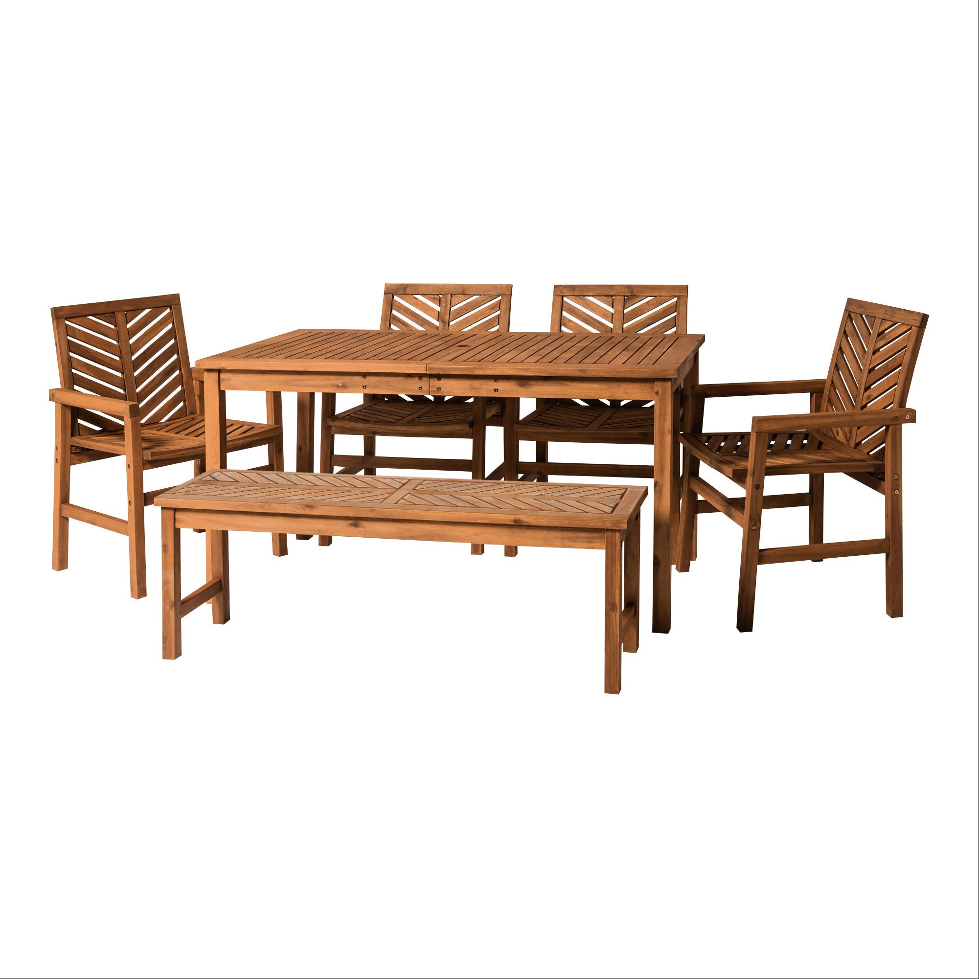 7 Person Wood Chevron Patio Furniture Dining Set
