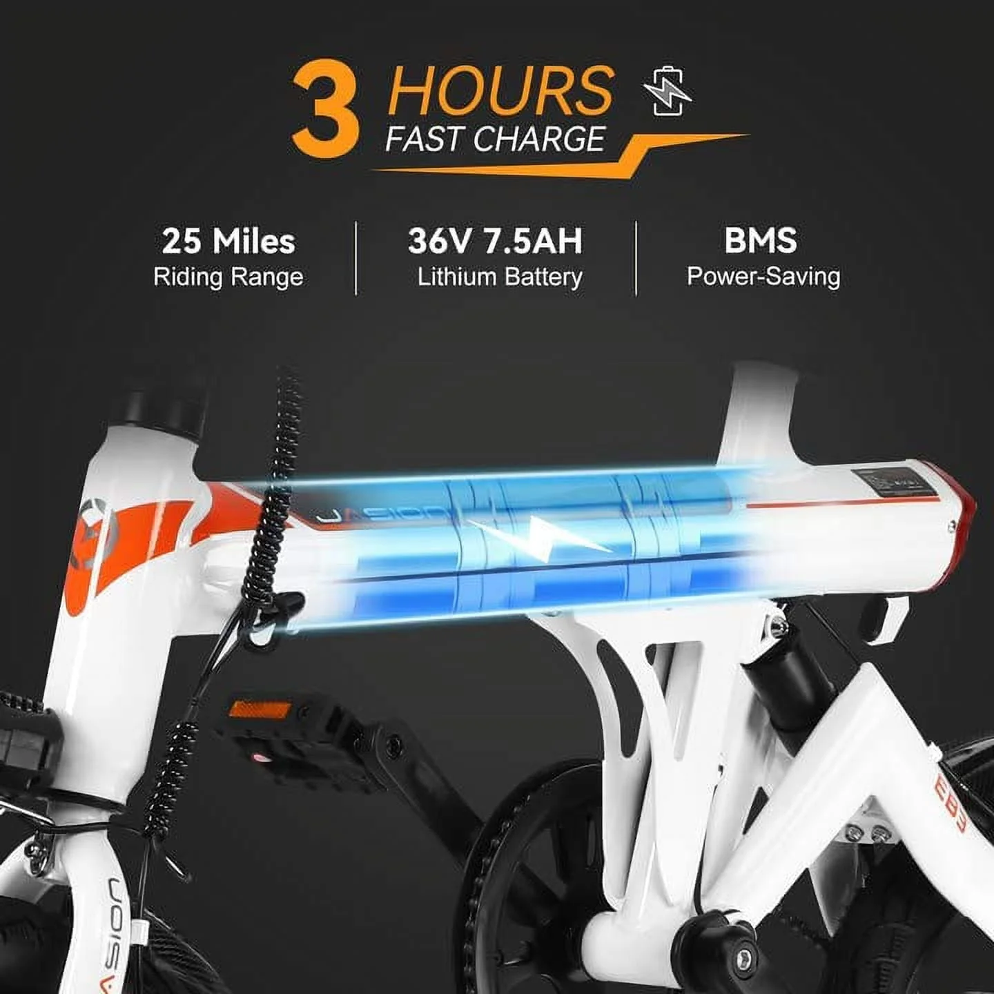 Jasion EB3 14in Folding Electric Bike, 350W, 36V 7.5Ah