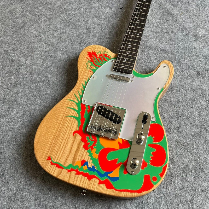 Custom Jimmy Page Dragon TL Electric Guitar Ash Body Mirror Pickguard