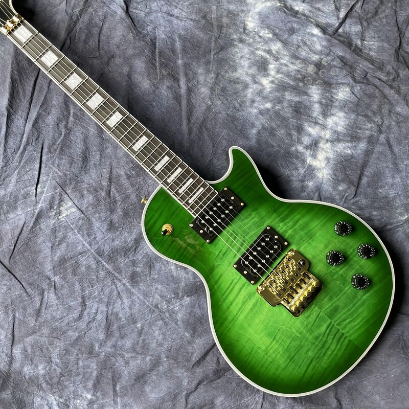 Green LP Electric Guitar Solid Black Rosewood Fretboard Gold Hardware Top