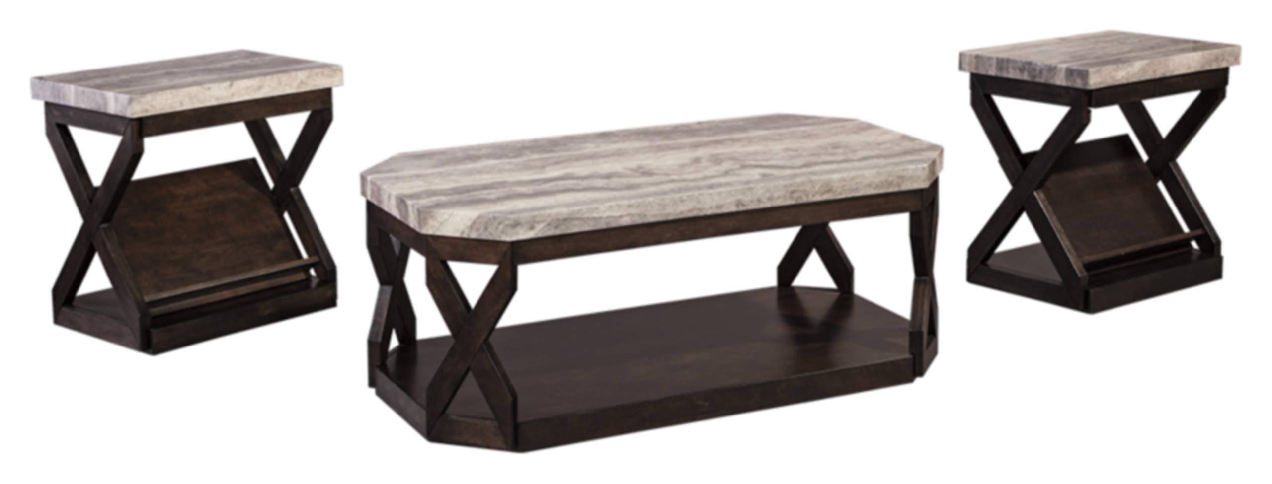 Faux Marble 3-Piece Table Set