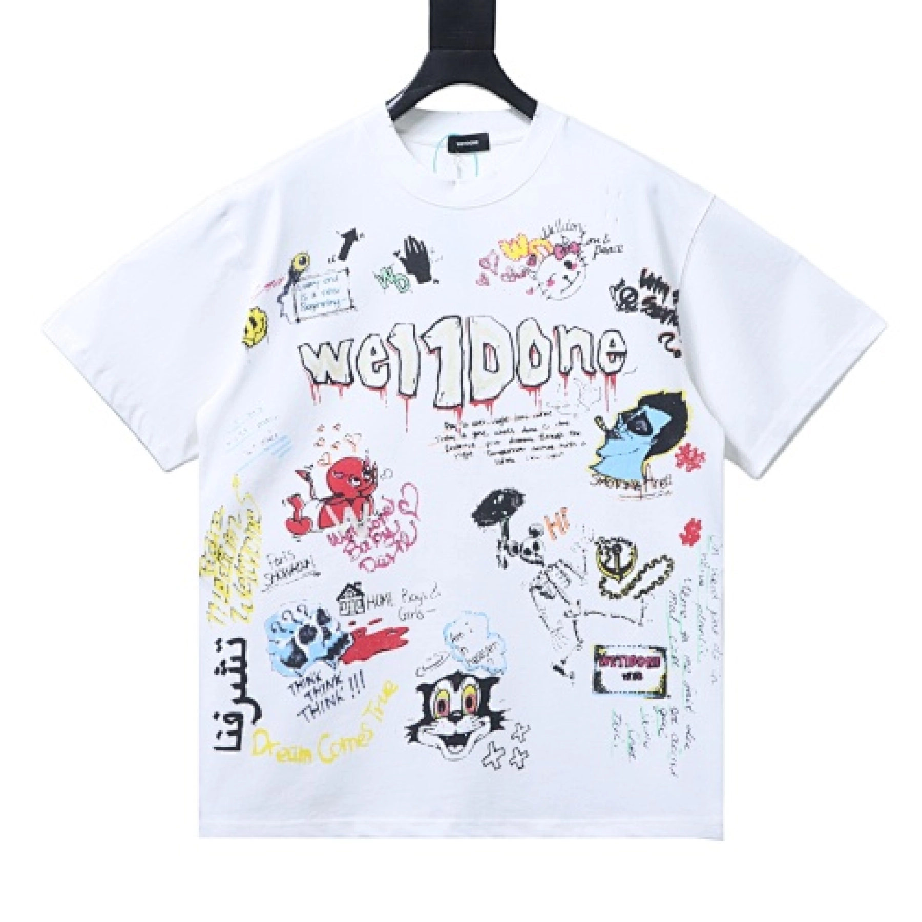 WE11DONE Doodle Print T-Shirt White