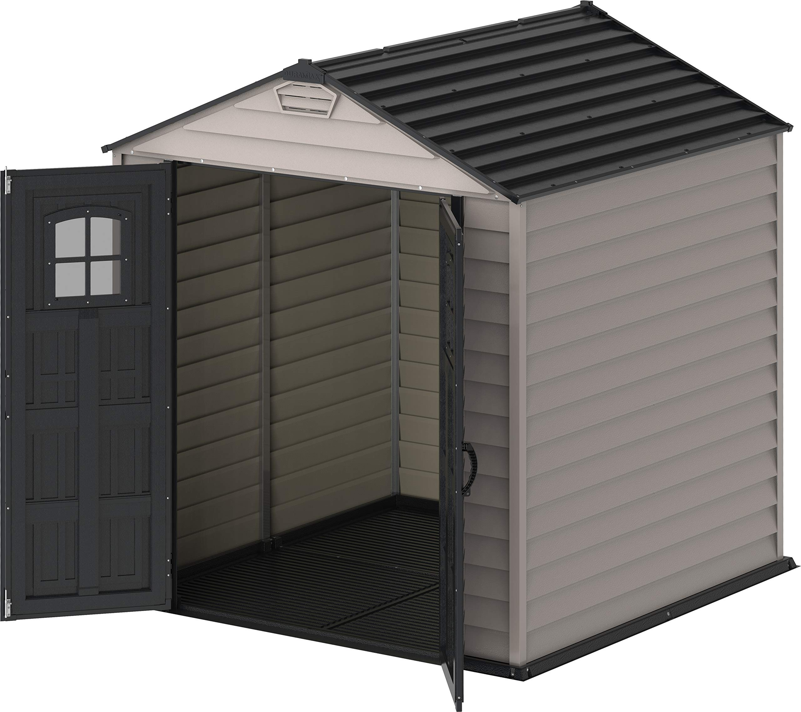 7x7 PLUS Plastic Garden Shed with Heavy-Duty Plastic Floor &