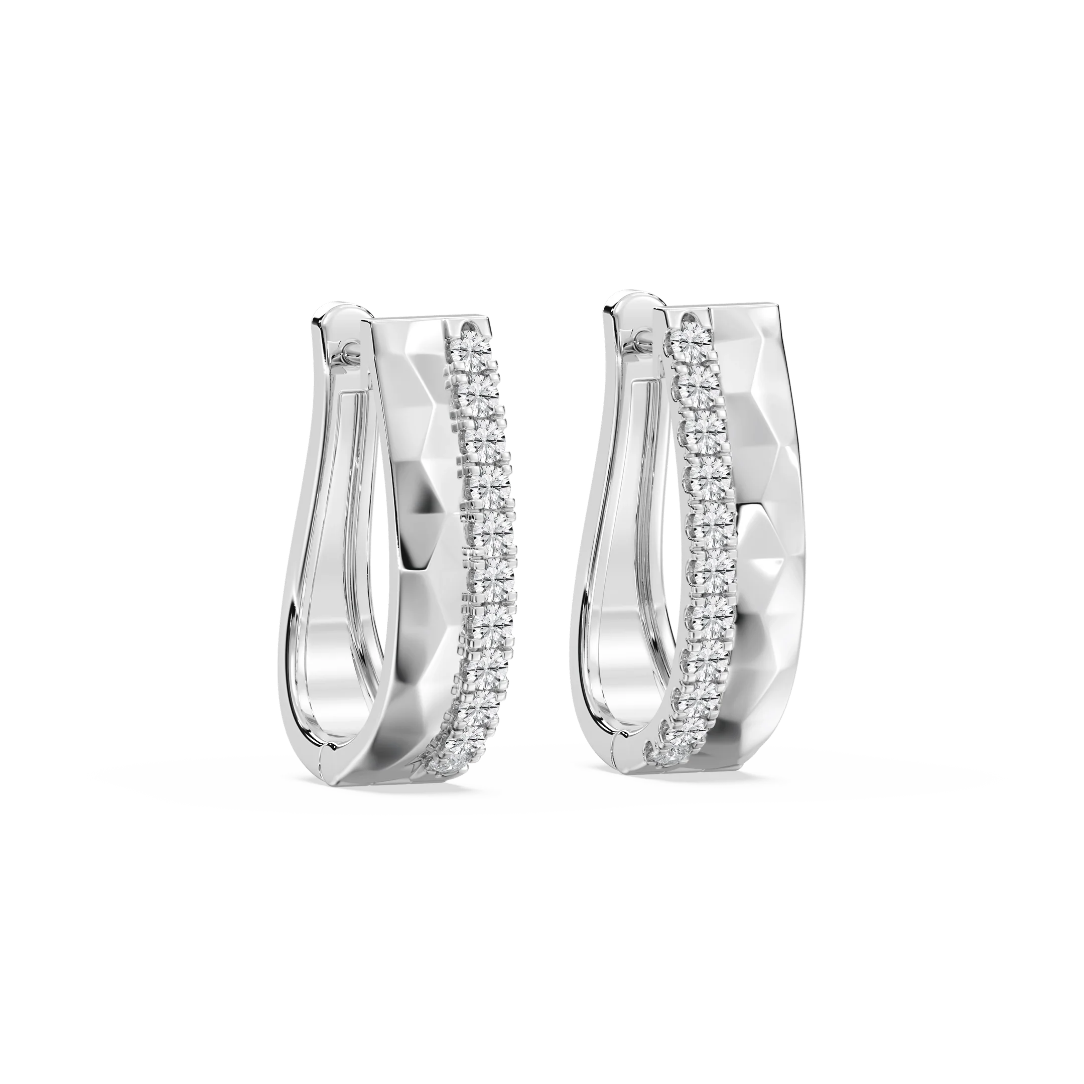 1/2 ctw Lab Grown Diamond Textured Hoop Earrings