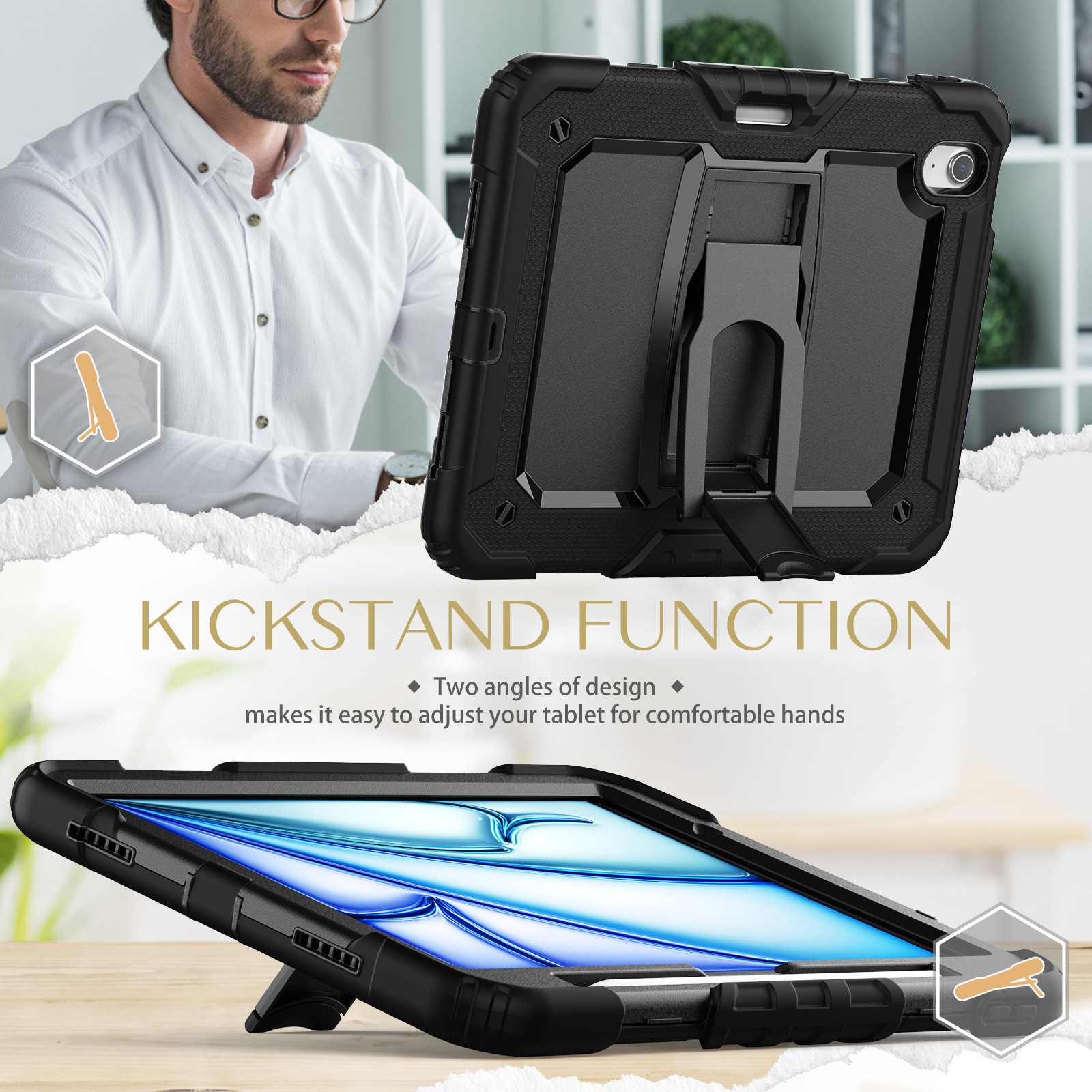 iPad Air 11 Protective Case Shockproof - back view