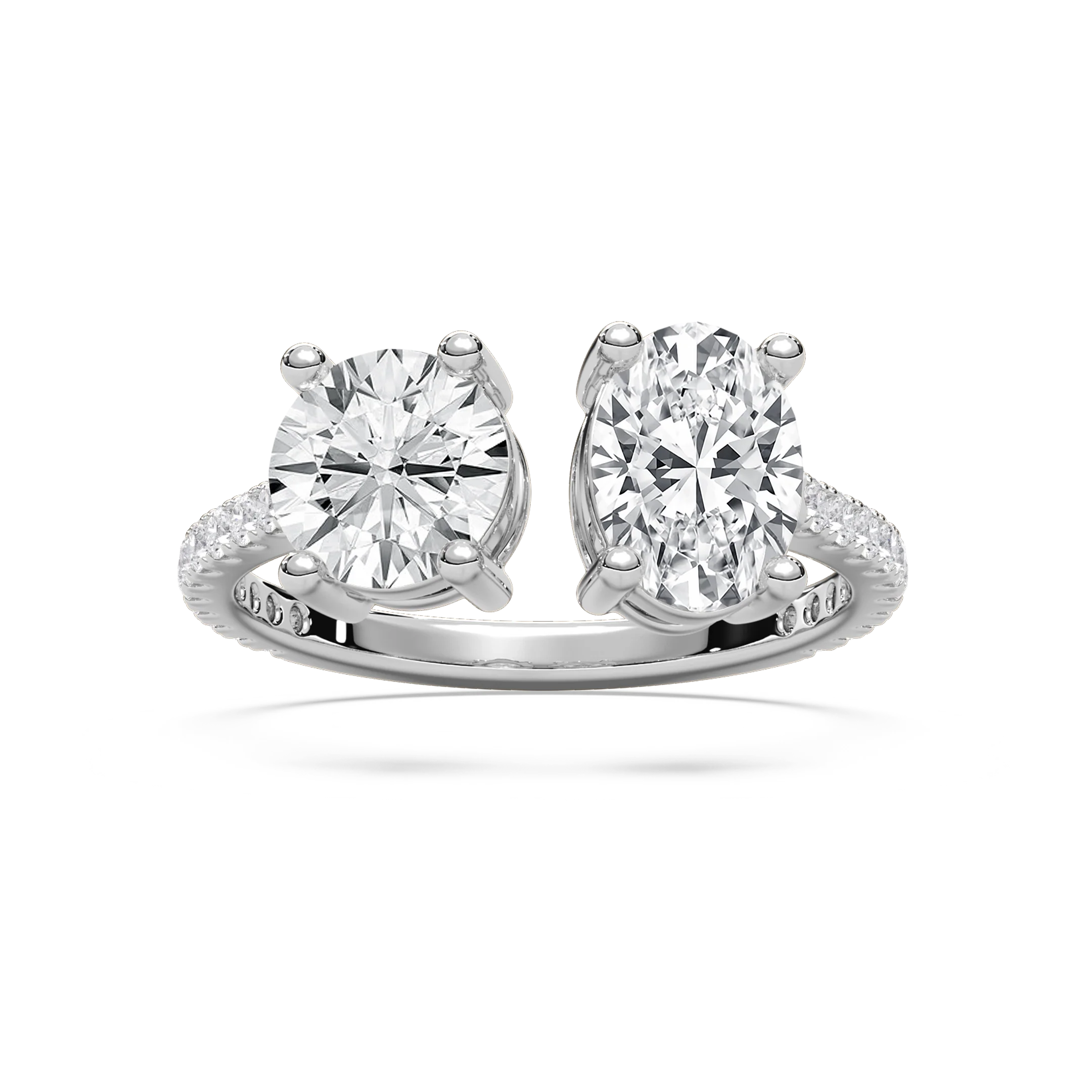 June 2 ¼ ctw Round and Oval Lab Grown Diamond Open Toi et Moi Engagement Ring