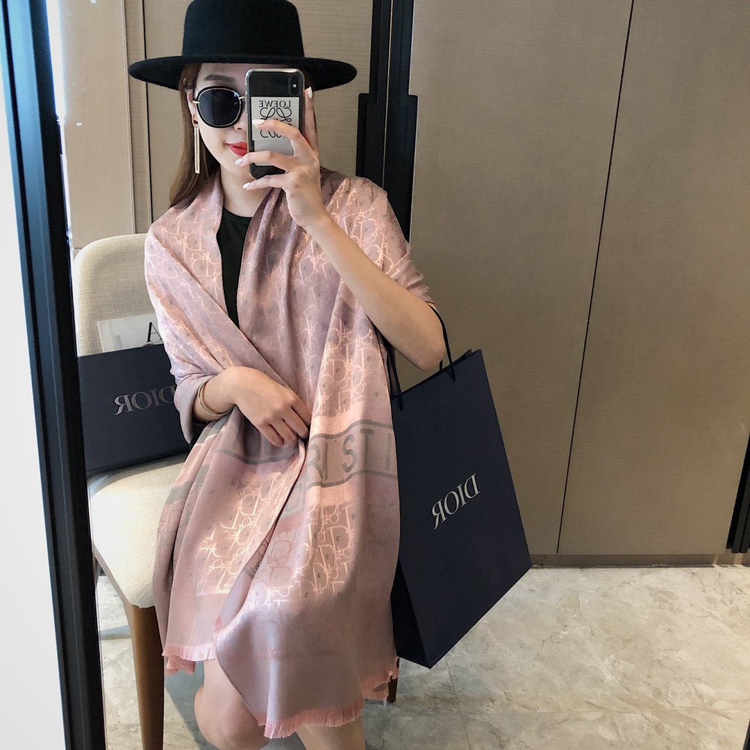Dior Oblique Scarf Grey and Pink