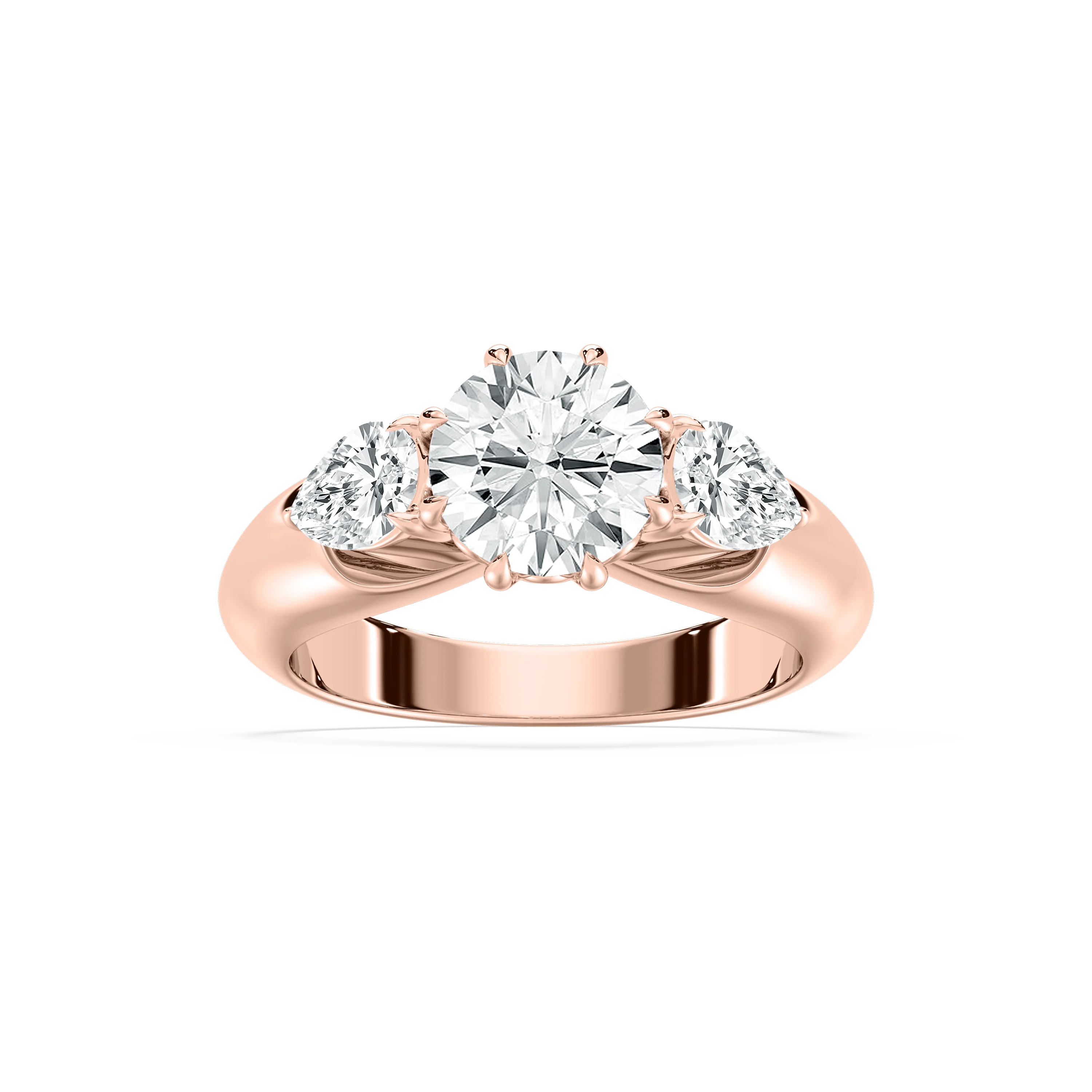 Anaiah 3 ctw Round Lab Grown Diamond Pear Duo Three Stone Engagement Ring