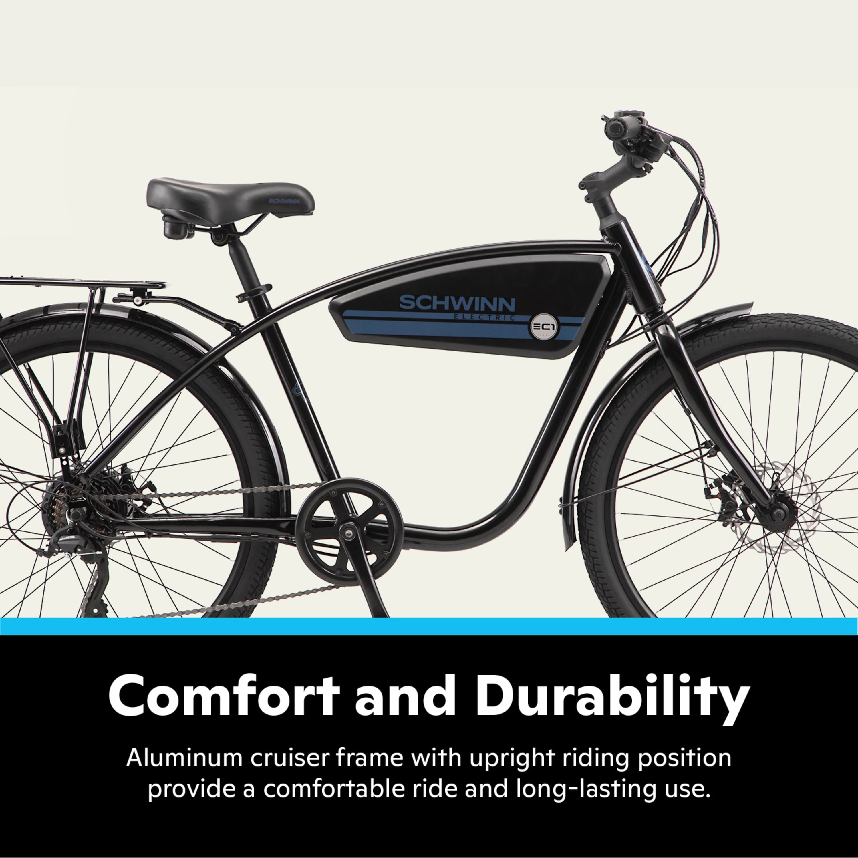 Schwinn EC1 26in Electric Cruiser Bike, Black