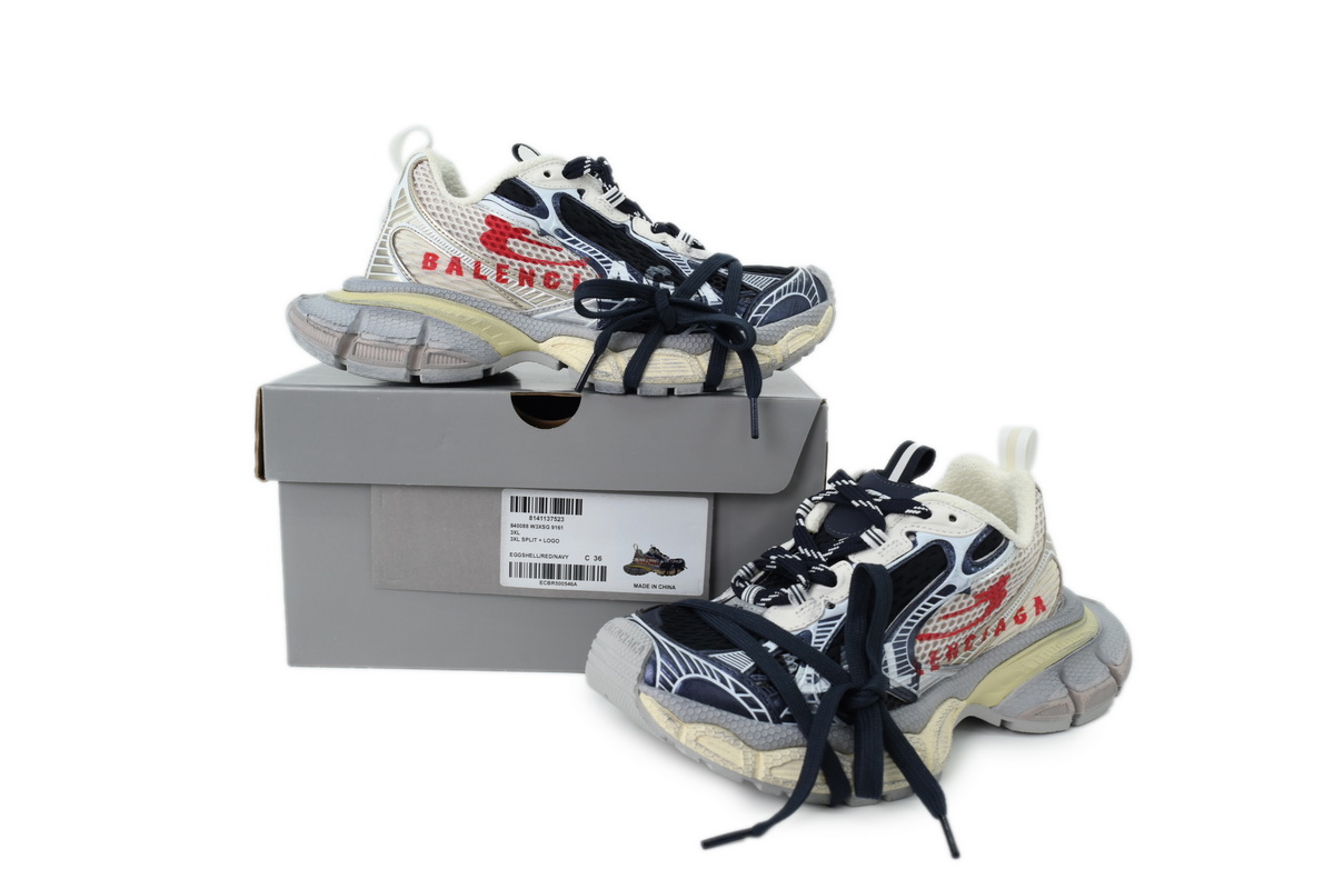 Balenciaga 3XL Sneaker Eggshell Red Navy 840088 W3XSG 9161