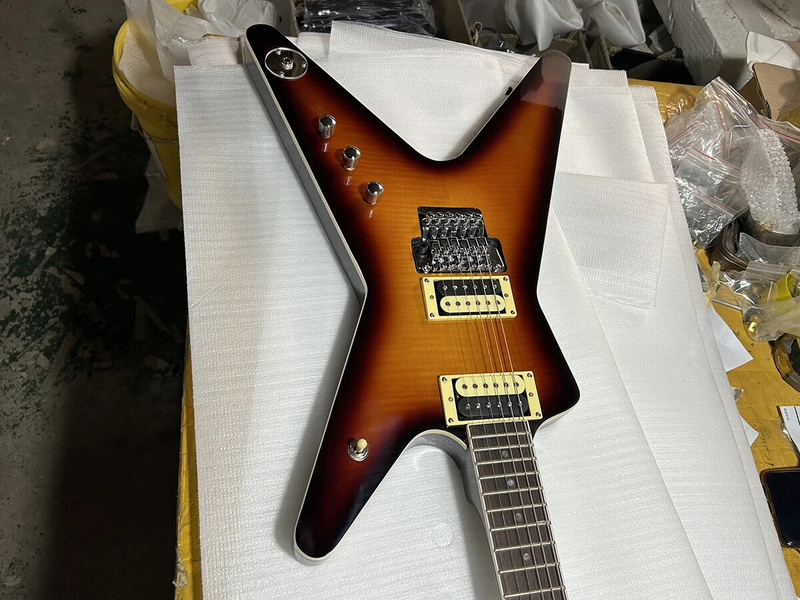6Strings Electric Guitar Flame Maple Veneer Rosewood Fretboard Chrome Hardware