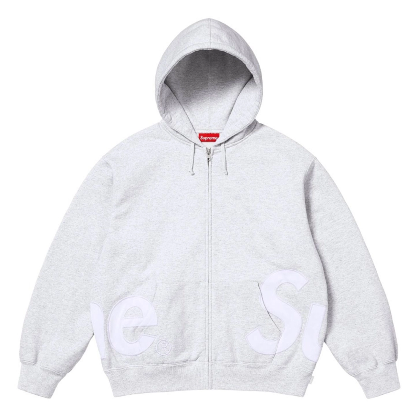 S 25SS Big Logo Zip Up Hoodie Grey