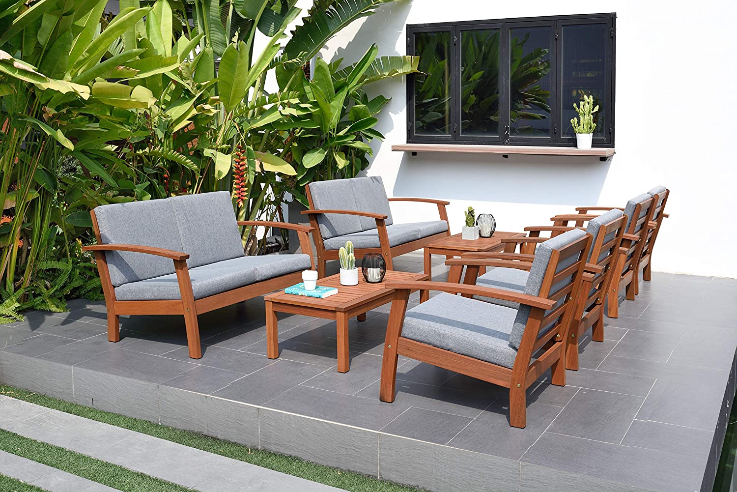 Patio 8-Pc Deluxe Conversation Set | Ideal for Indoors Outdoors