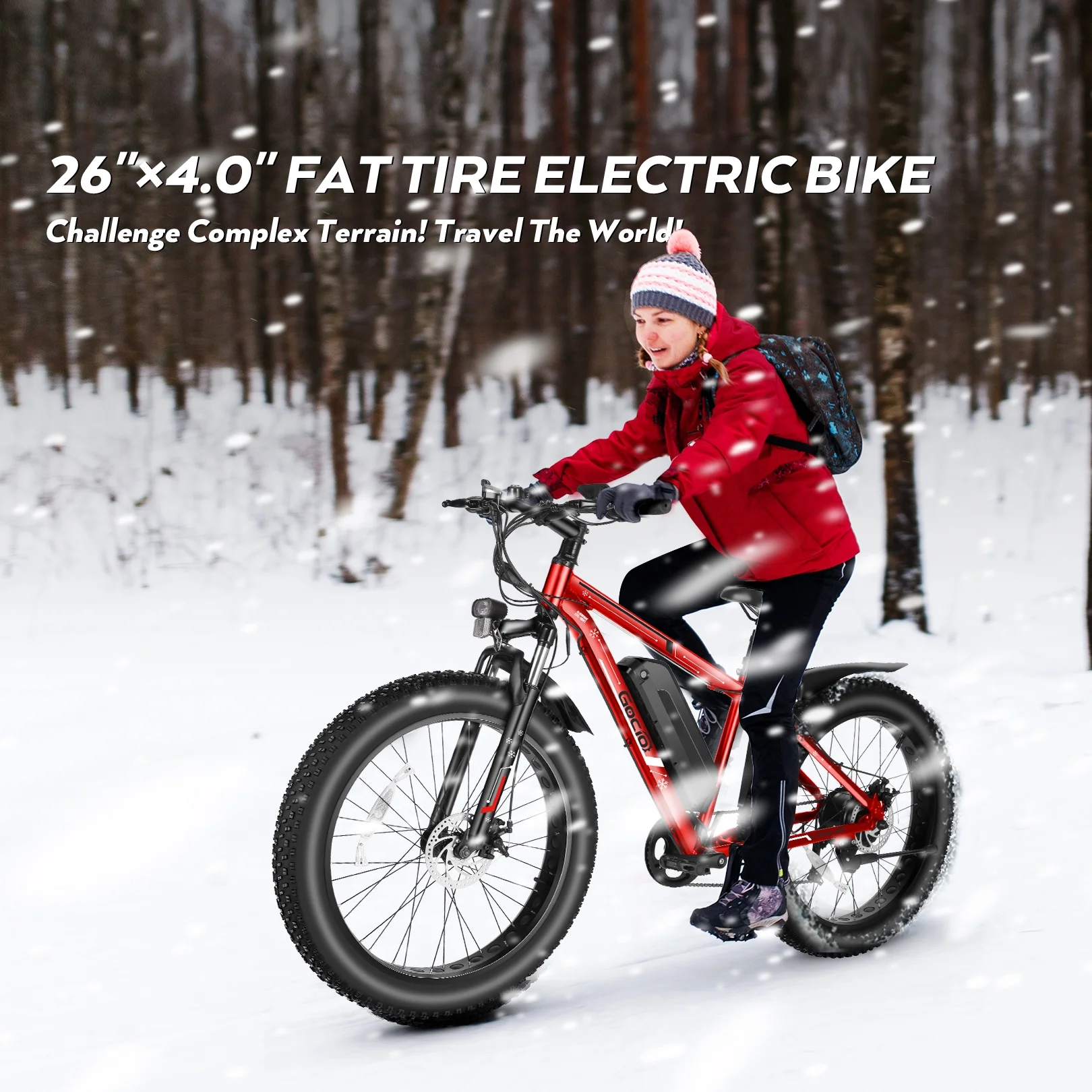 Gocio 26in Fat Tire Electric Mountain Bike, 500W, 48V 13Ah