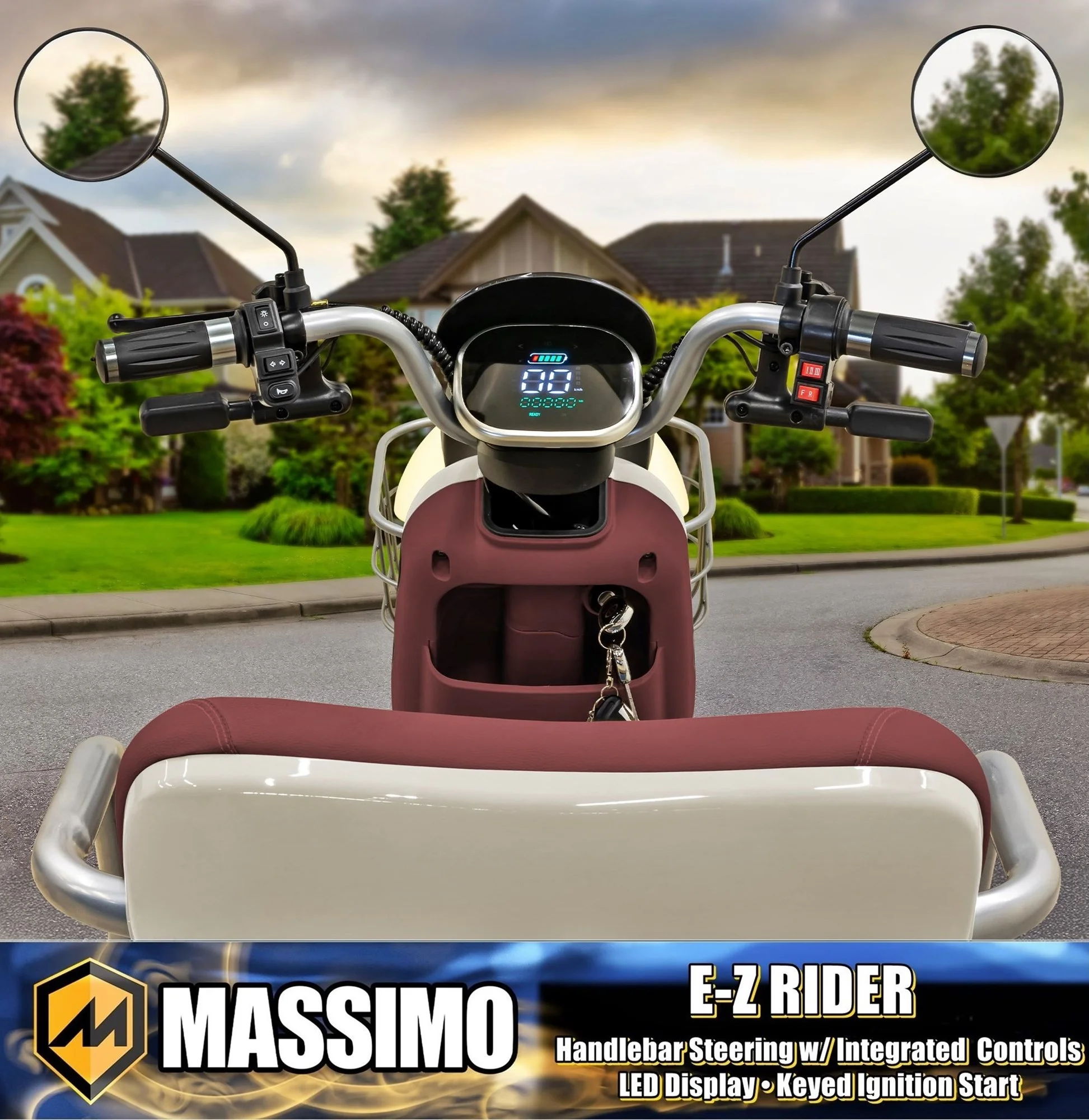 Massimo MGC Two-Seat 3-Wheel Electric Cart, Blue