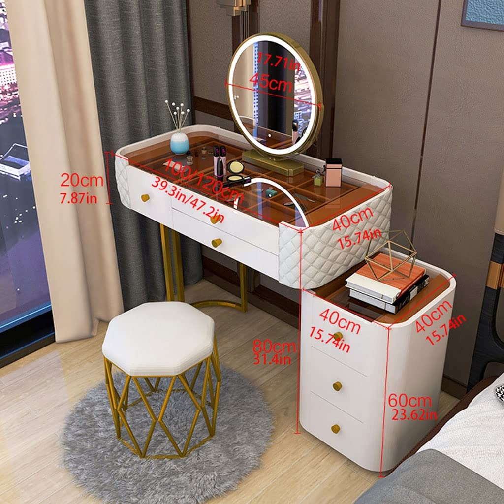 Bedroom Table Dresser Modern Glass Vanity Table with Storage
