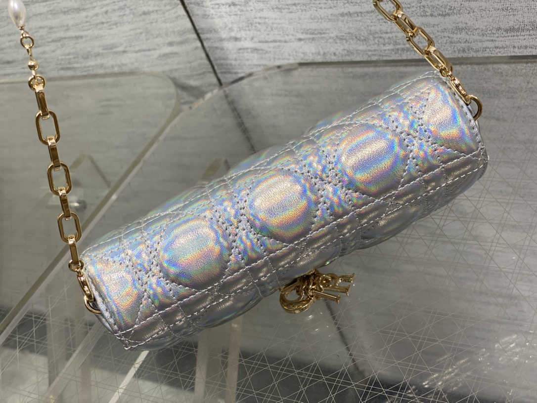 Dior Caro Iridescent Silver Bag