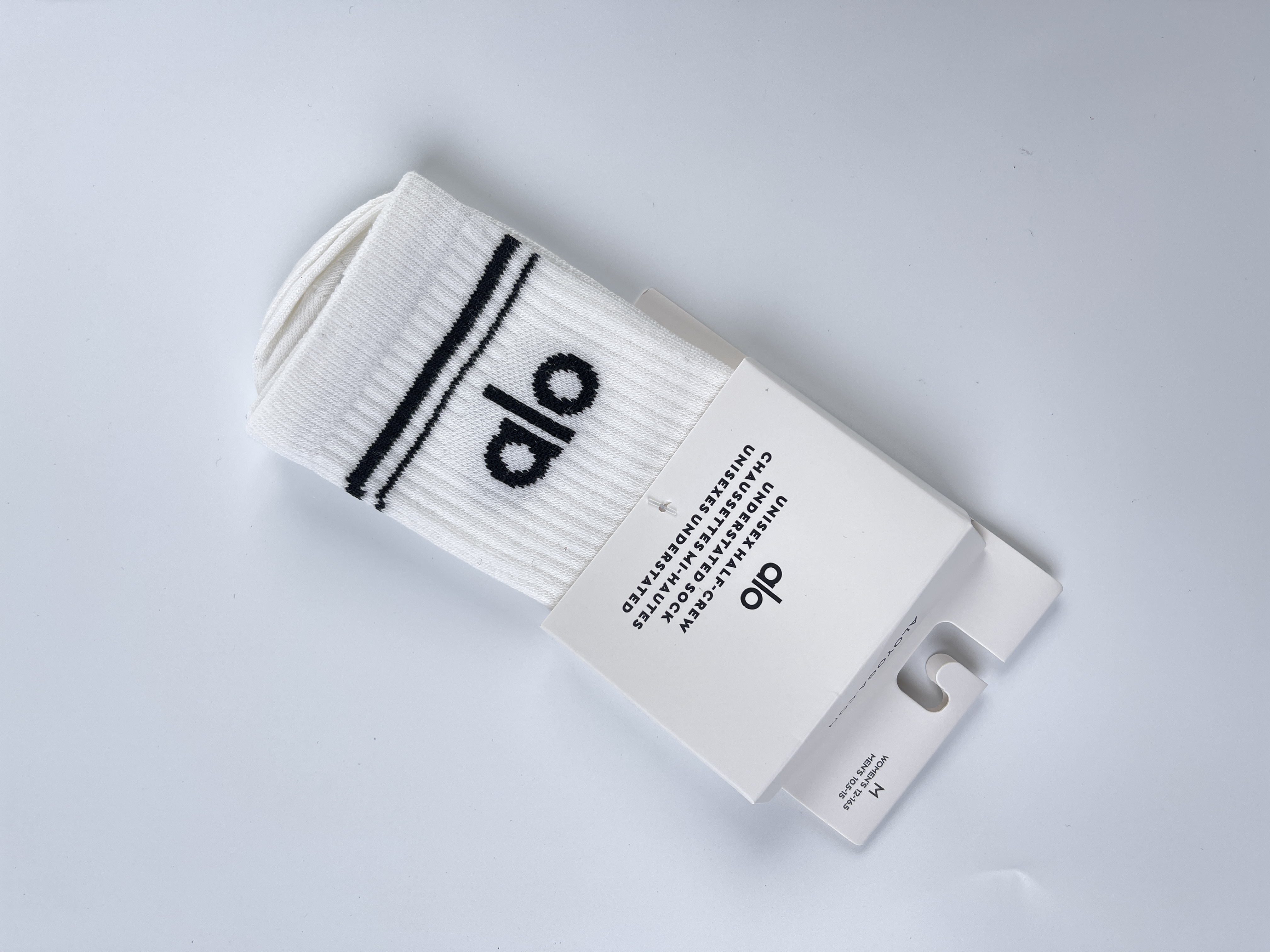 ALO Striped Crew Socks White Black