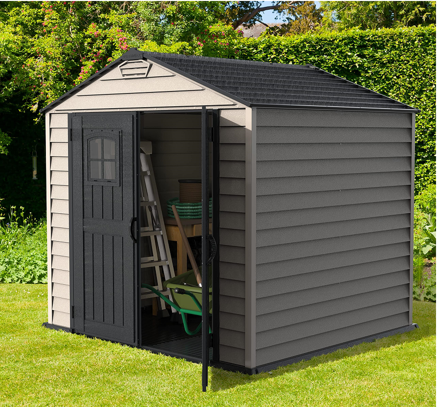 7x7 PLUS Plastic Garden Shed with Heavy-Duty Plastic Floor &