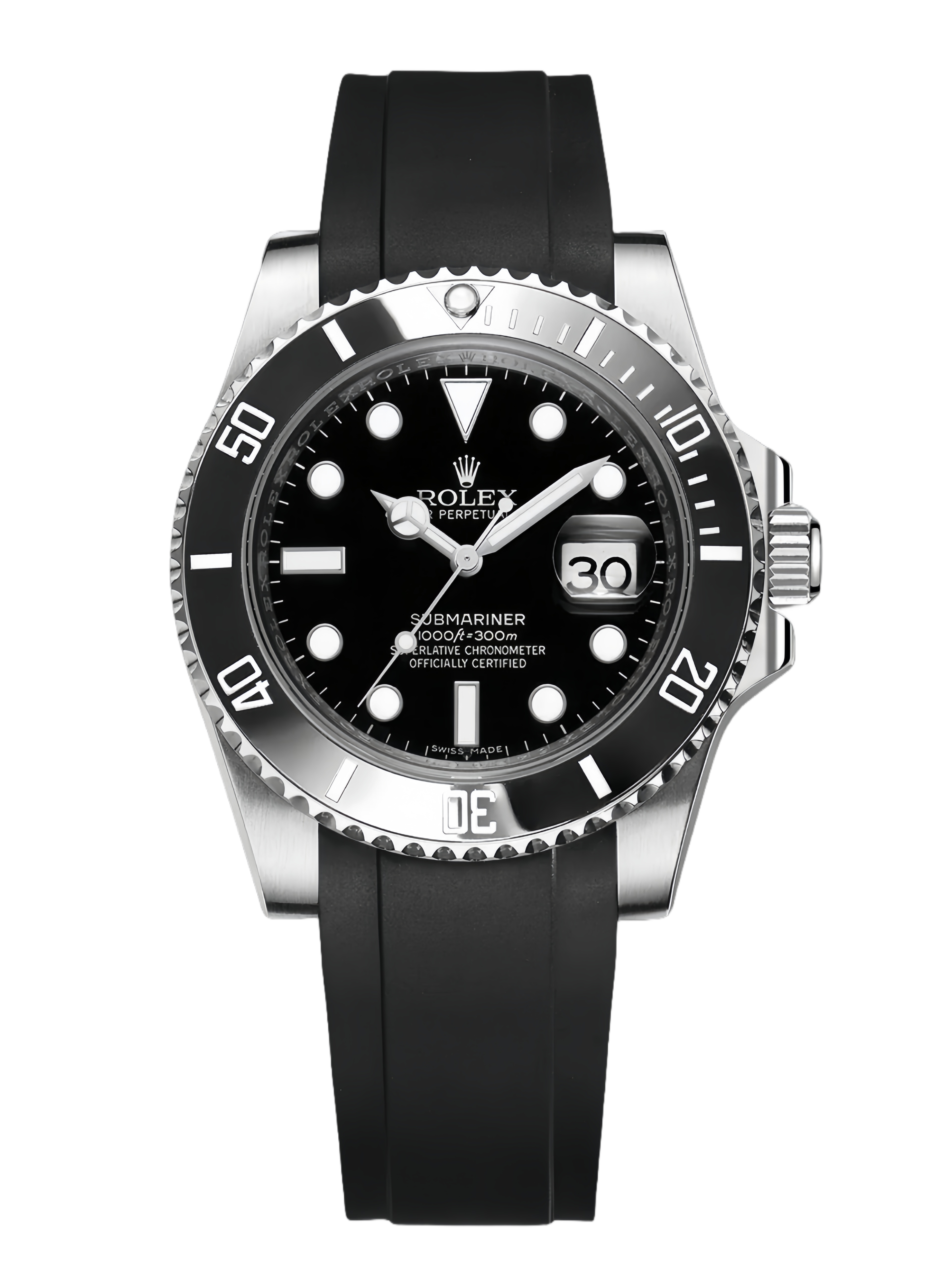 【Super Clone】Rolex Submariner 126610LN Black Rubber Strap Black Dial 41mm Mens Replica Watch