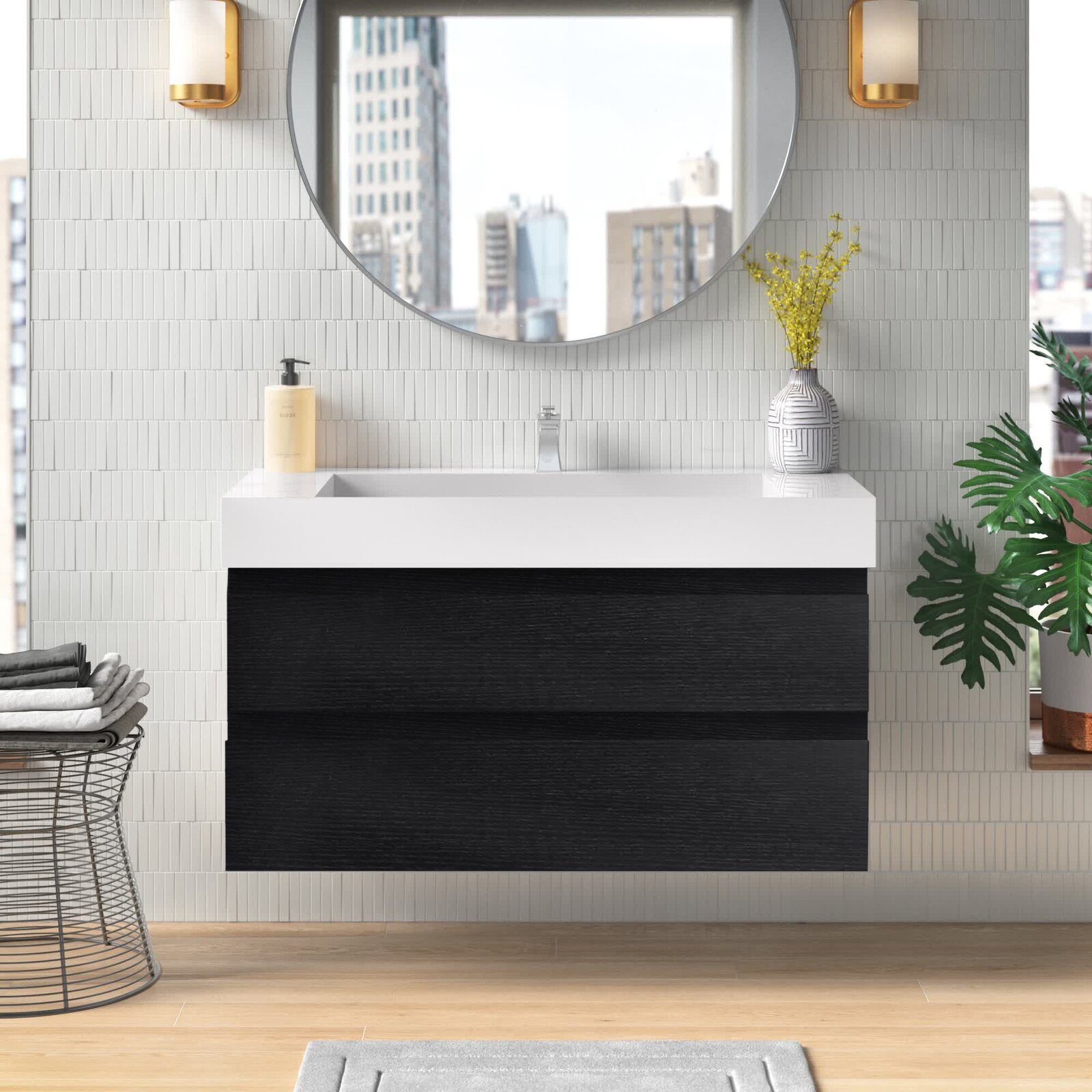 Newbold 42'' Wall-Mounted Single Bathroom Vanity Set