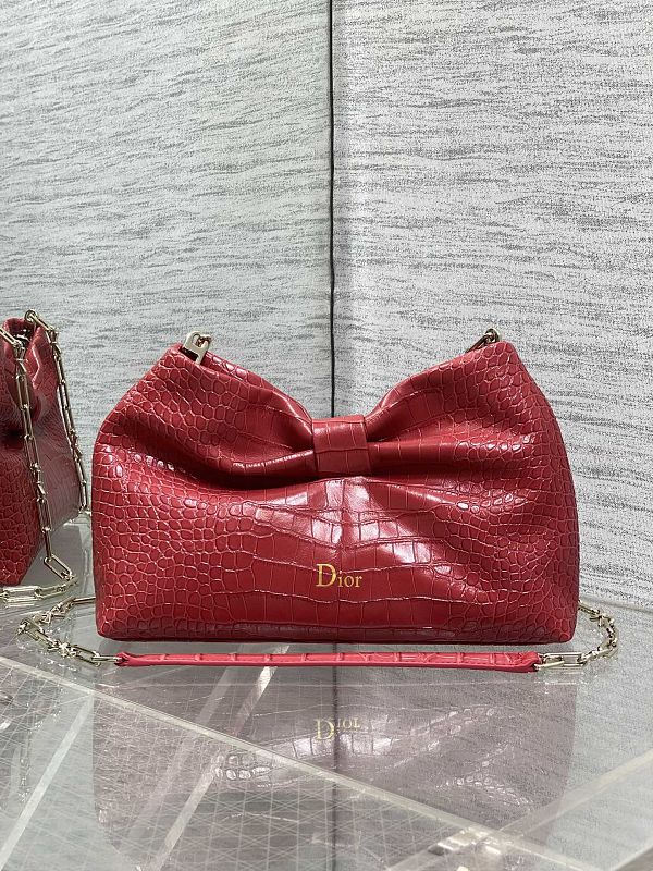 Dior Bow Clutch Bag Red Crocodile