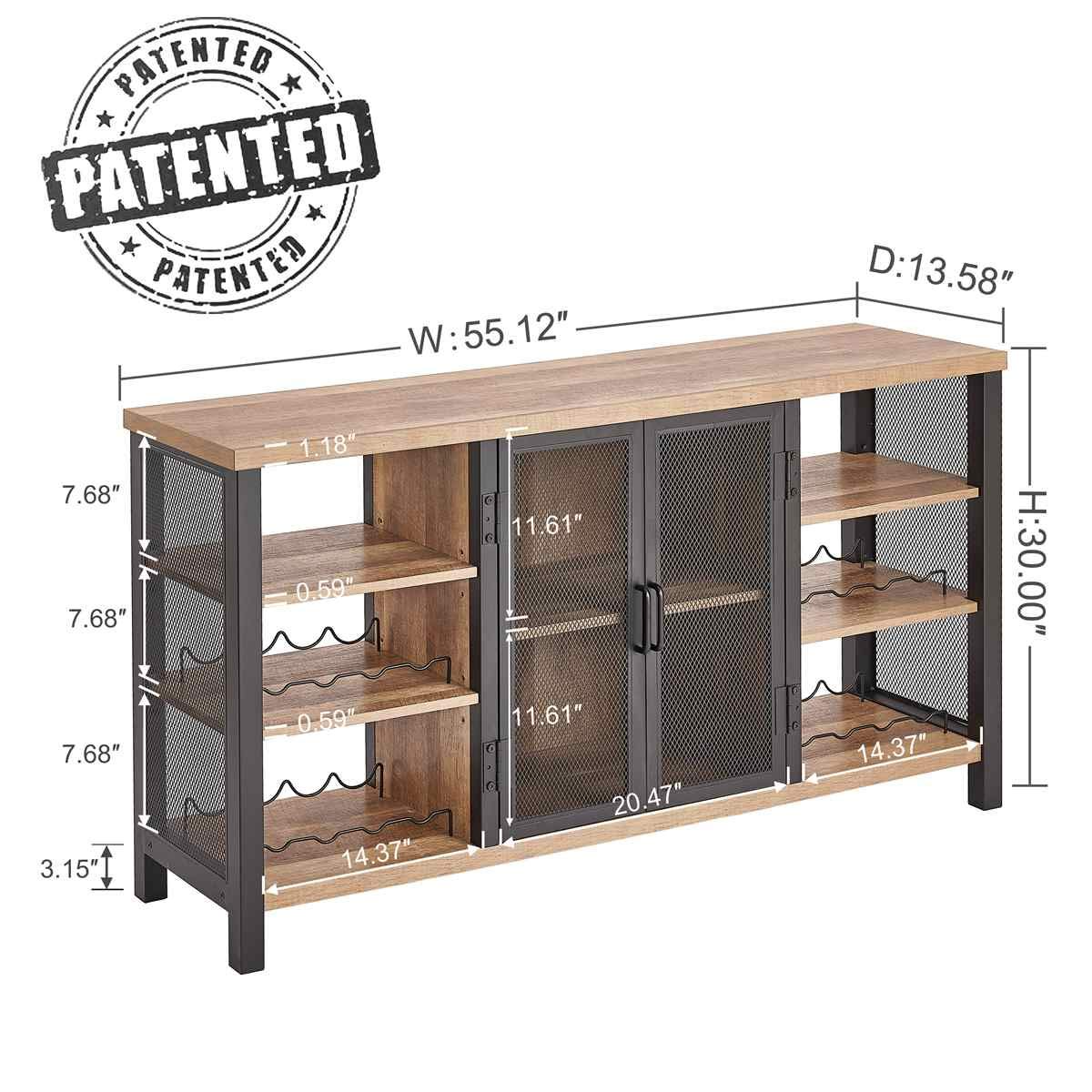 Industrial Wine Bar Cabinet for Liquor & Glasses