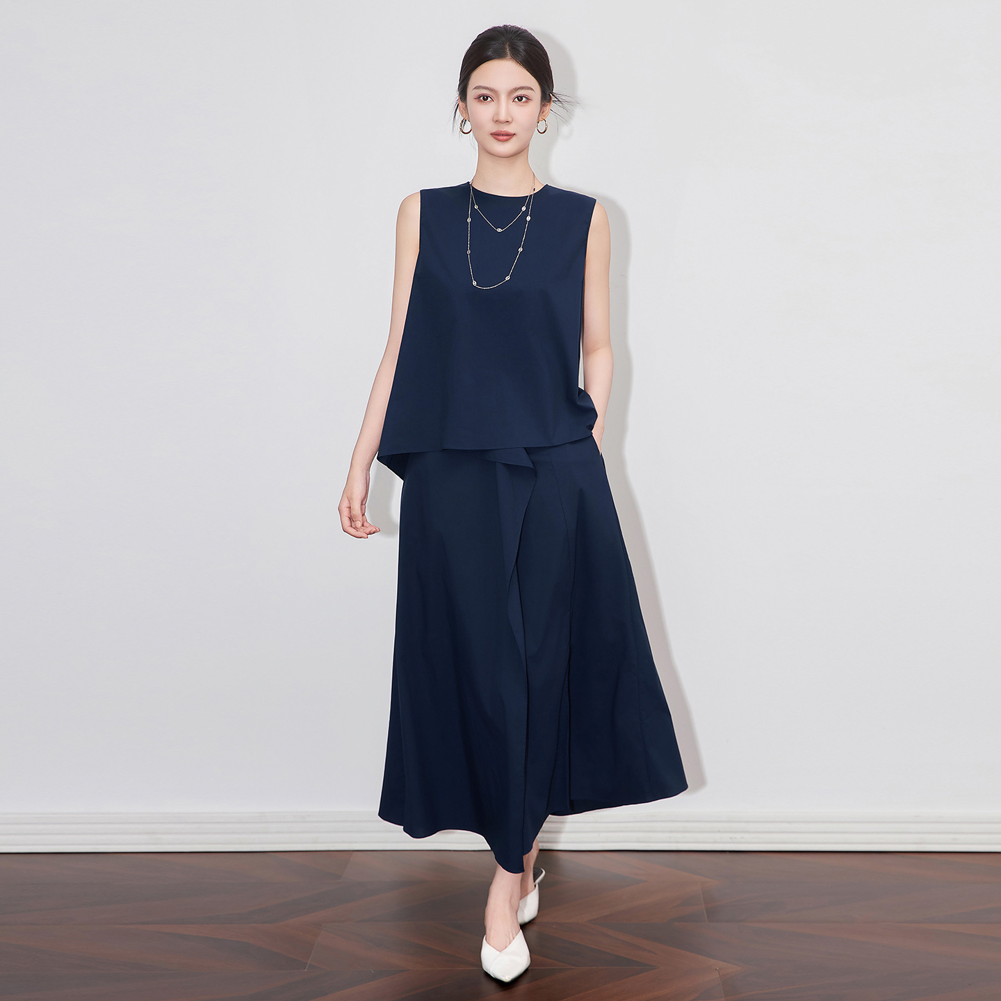 Women's Summer Skirt Set Two Piece Casual Outfits Woman Sleeveless Tank Top Elastic Waist Skirt