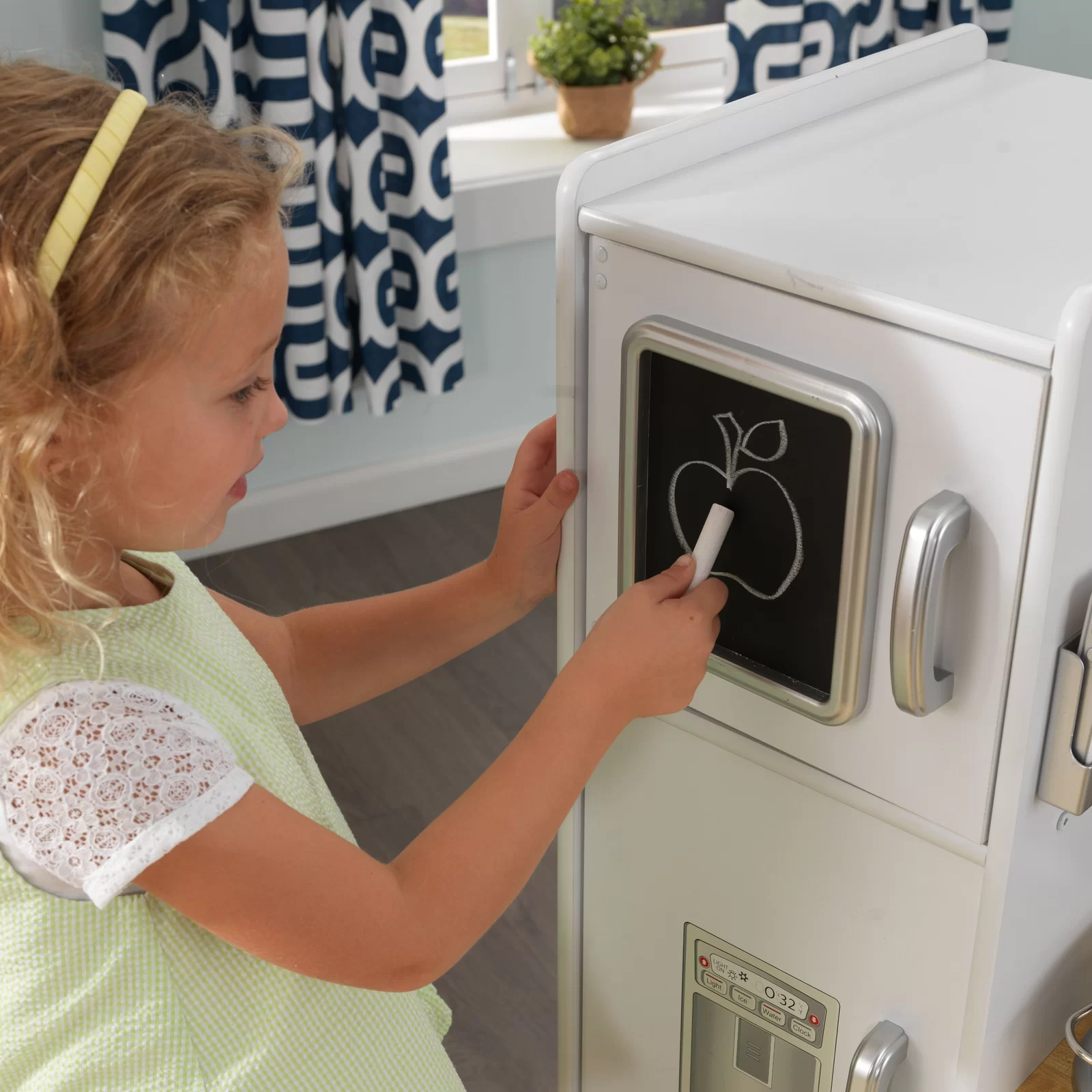 Uptown White Wooden Play Kitchen with Play Phone & Chalkboard