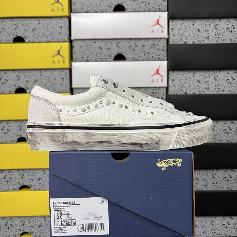 Vans Skool Cream Vintage Pearl Rhinestone