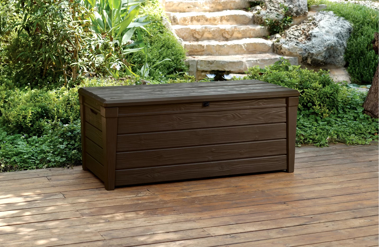 Keter Brightwood 120 Gallon Large Elegant Resin Water Resistant