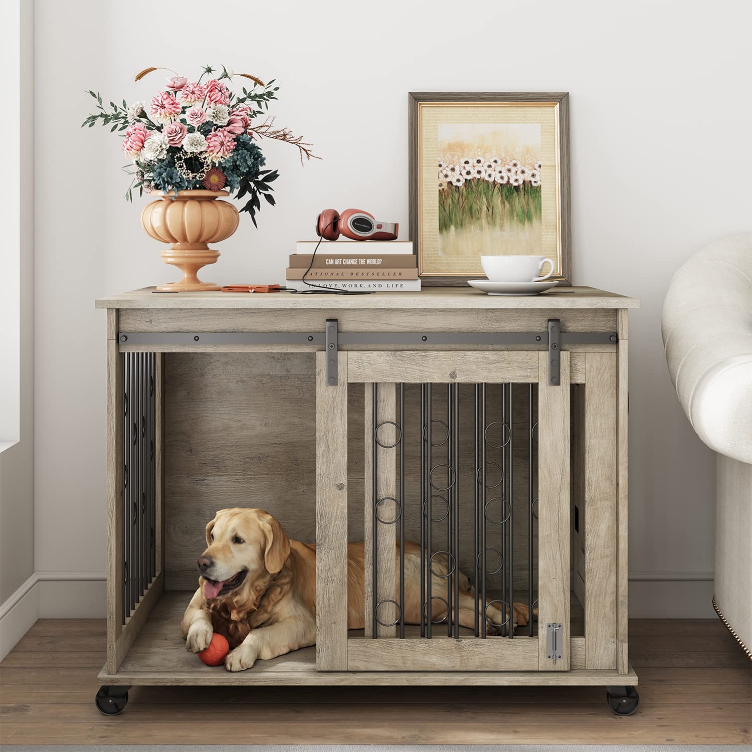 Homestead Sliding Barn Door Furniture Style Dog Crate