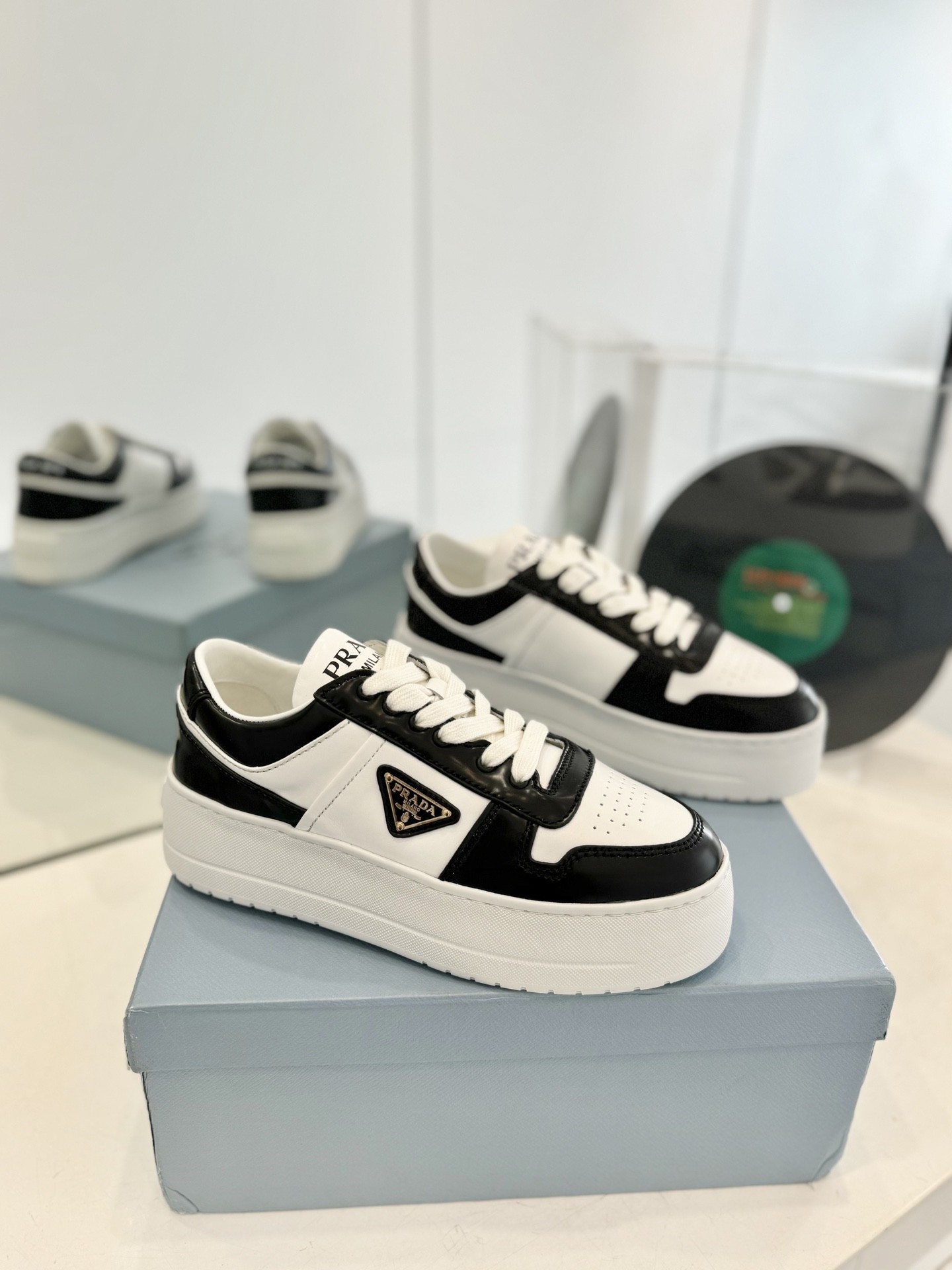 Prada platform shoes full grain cow leather