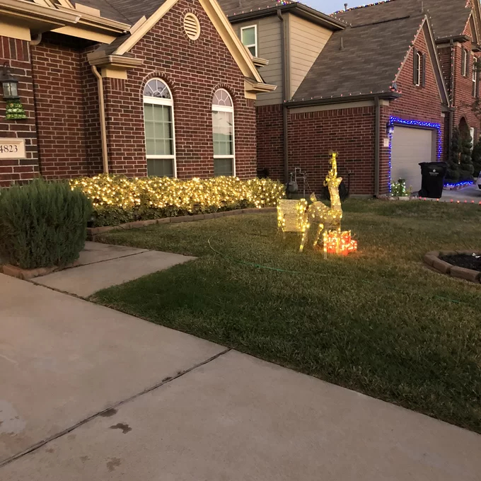 Reindeer Pulling Sleigh Lighted Display