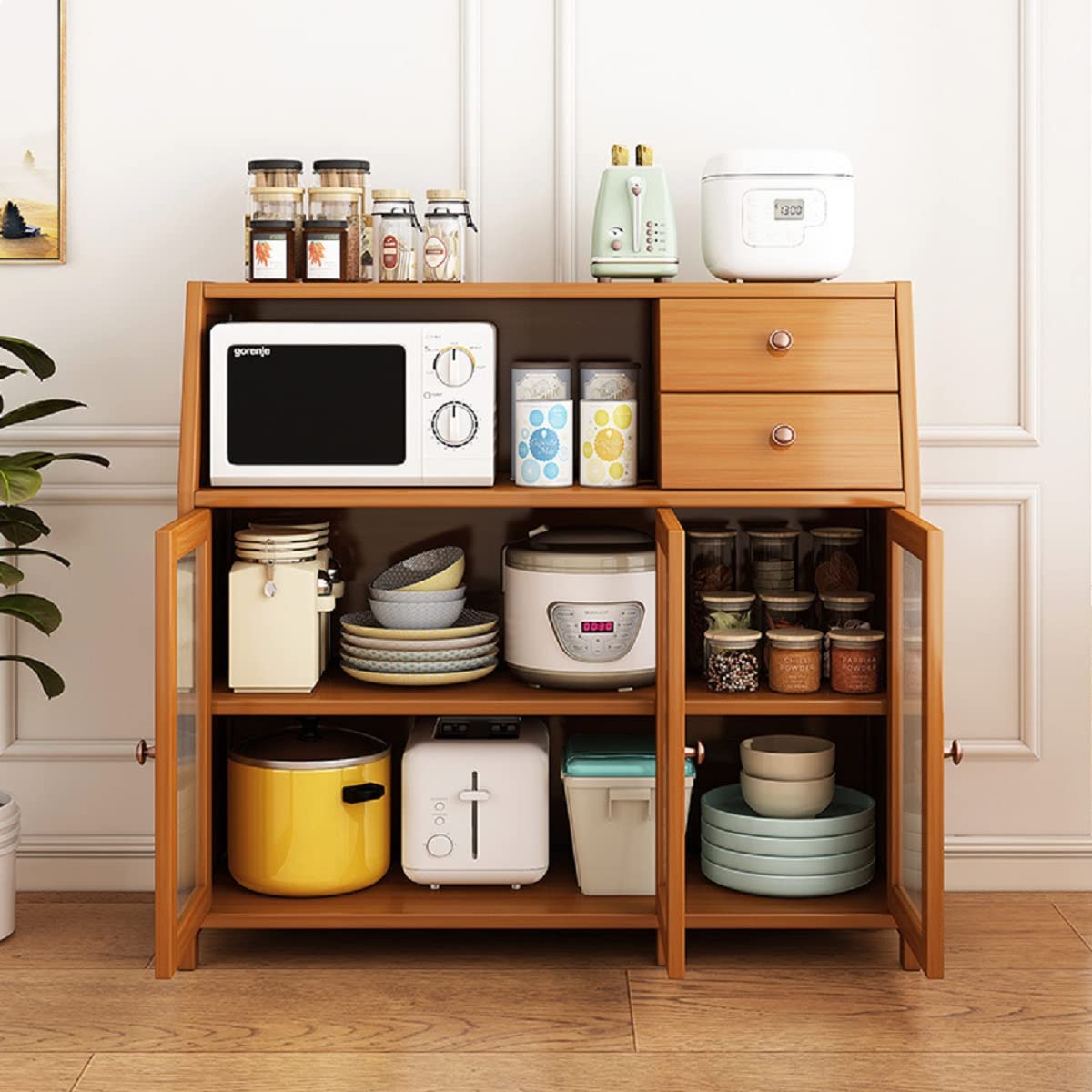 Natural Bamboo Buffet Sideboard Cabinet
