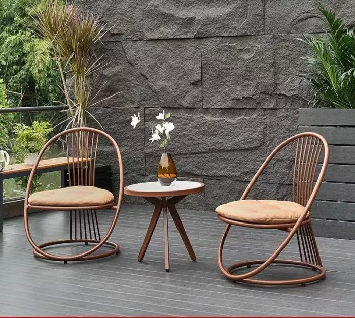 Outdoor balcony table and chair patio waterproof small cane chair