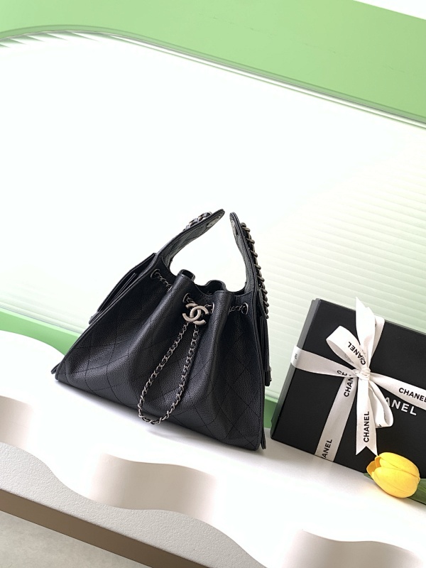 Chanel Drawstring Hobo Bag Black Medium