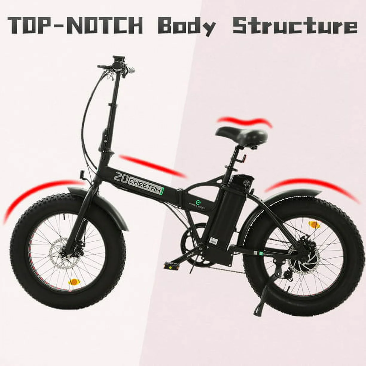 ECOTRIC 20in Folding Fat Tire Electric Bike, 500W, 48V, Black