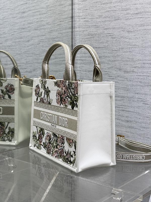 Dior Book Tote Small White Garden
