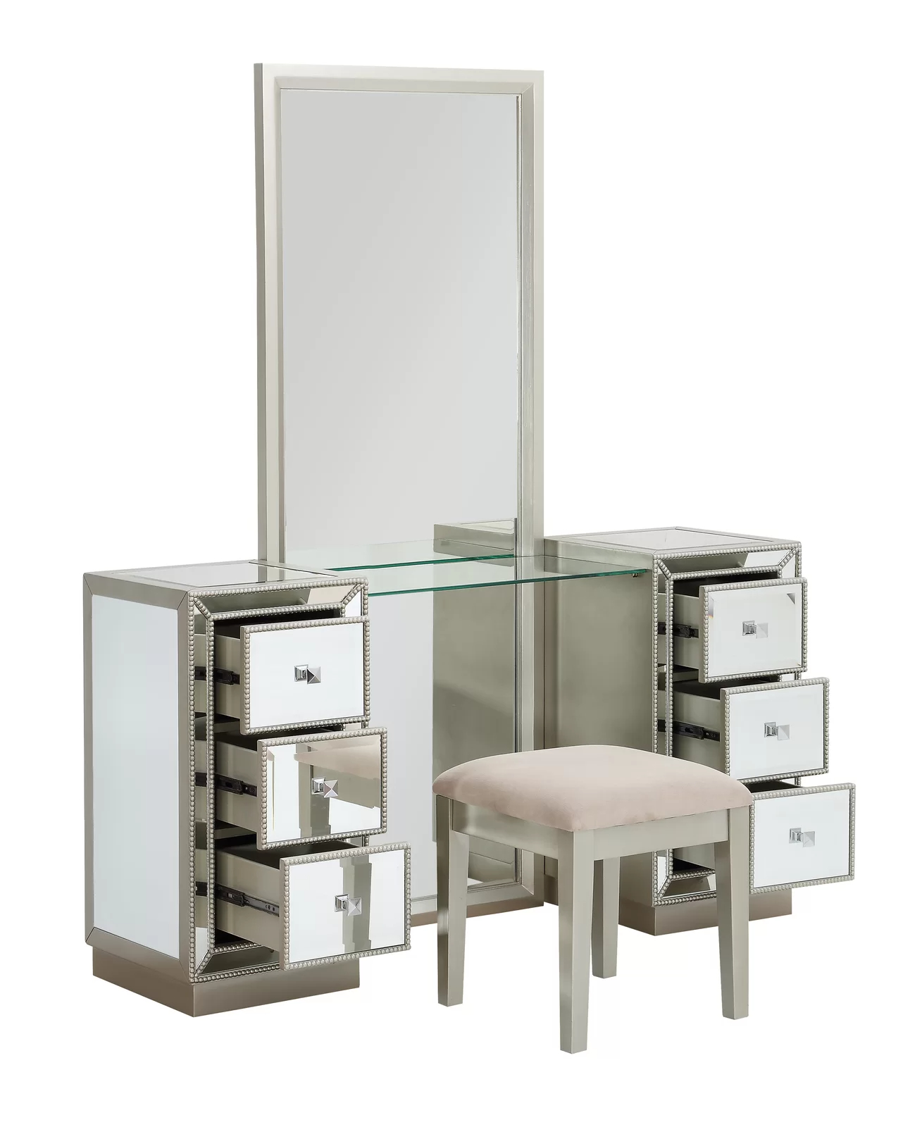 Metal surface makeup cabinet