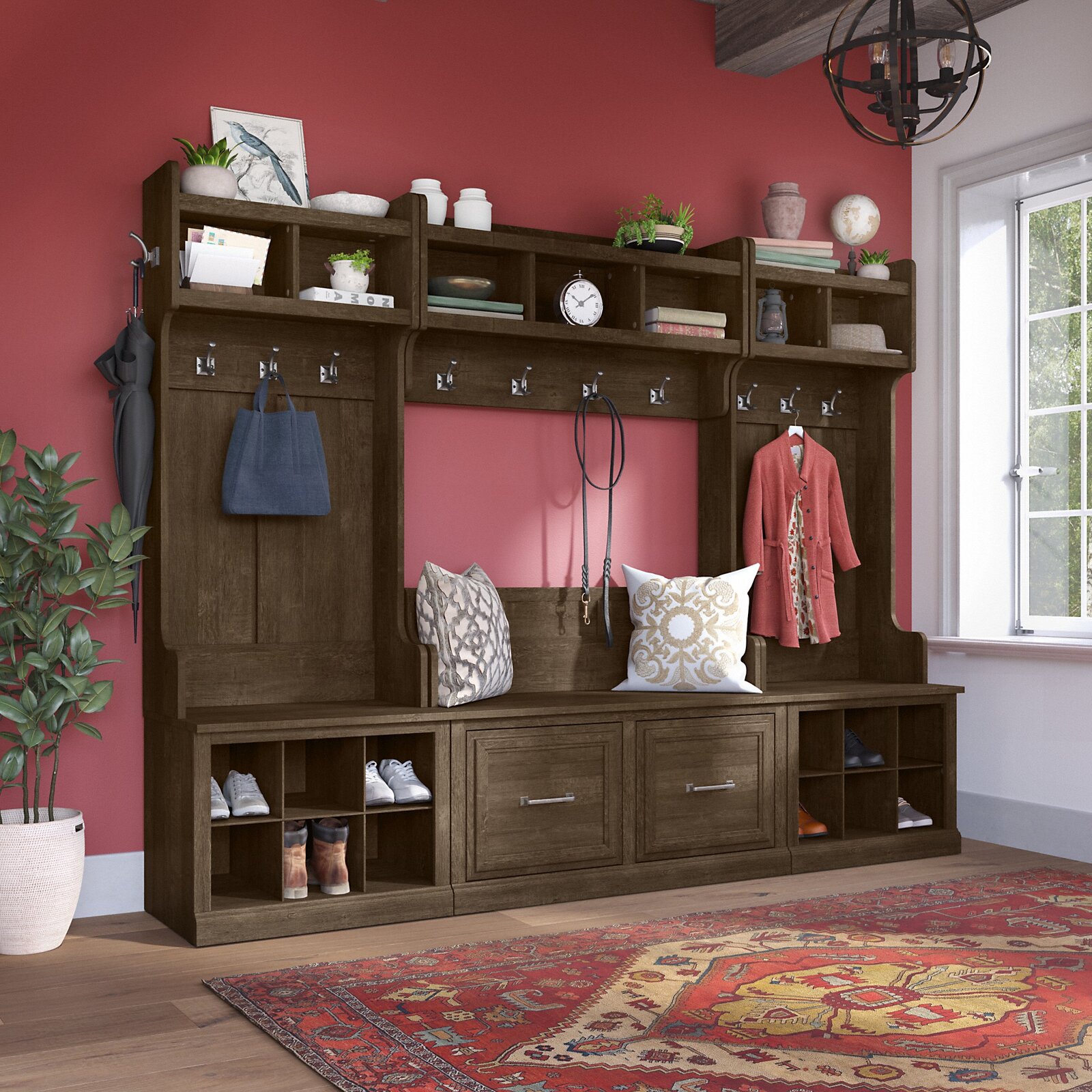 Woodland 88.23'' Wide Hall Tree with Bench and Shoe Storage