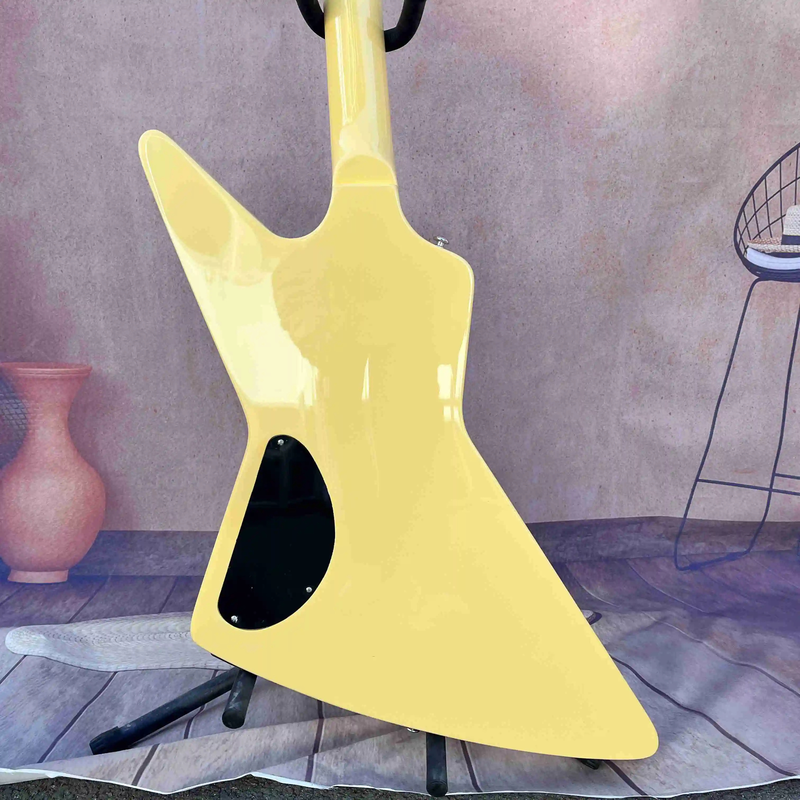Yellow Special Shape Electric Guitar Rose Wood Fingerboard Solid Mahogany Body